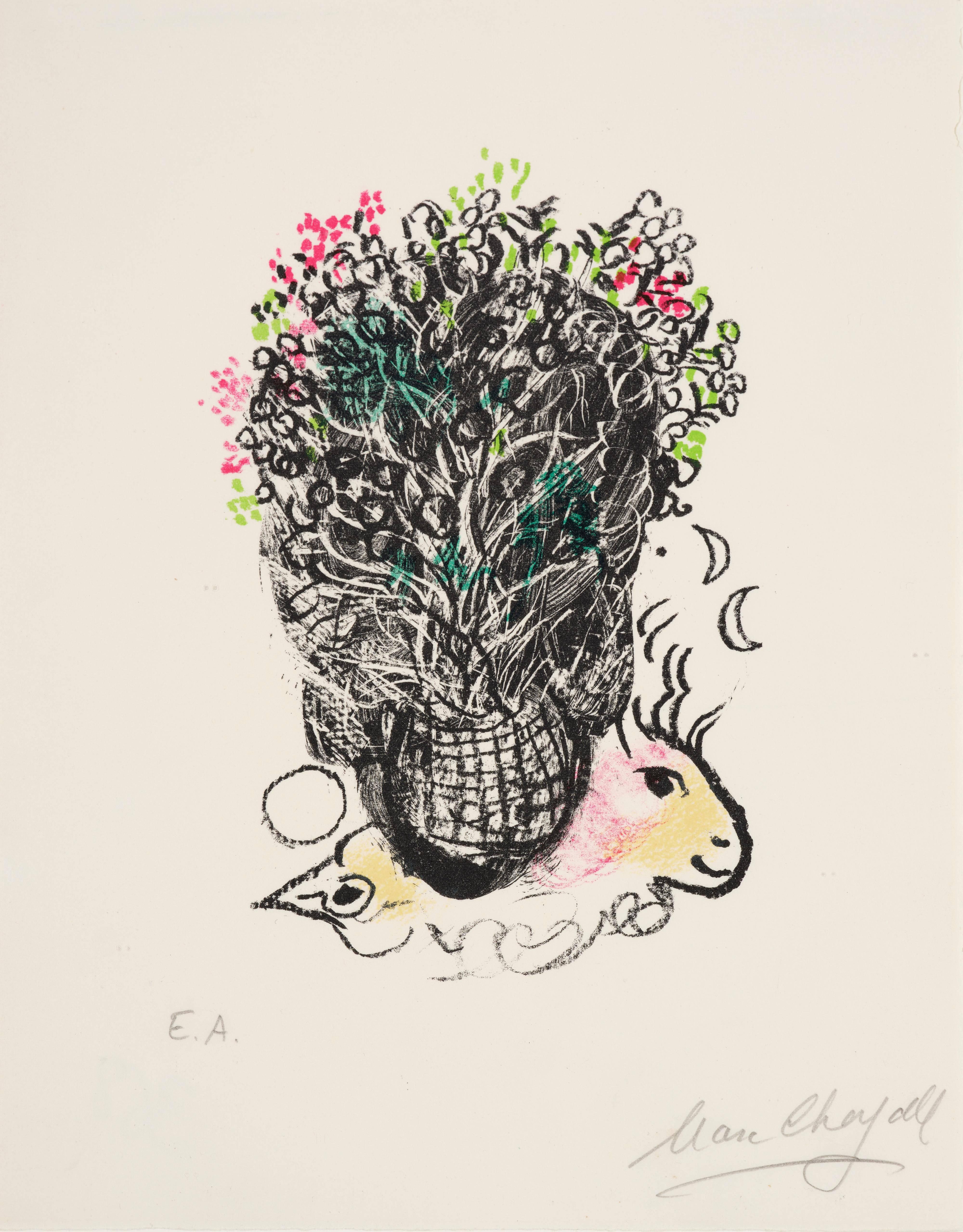 Print de Marc Chagall - «Ramo para Fernand», litografía original, moderna, 1972, firmada