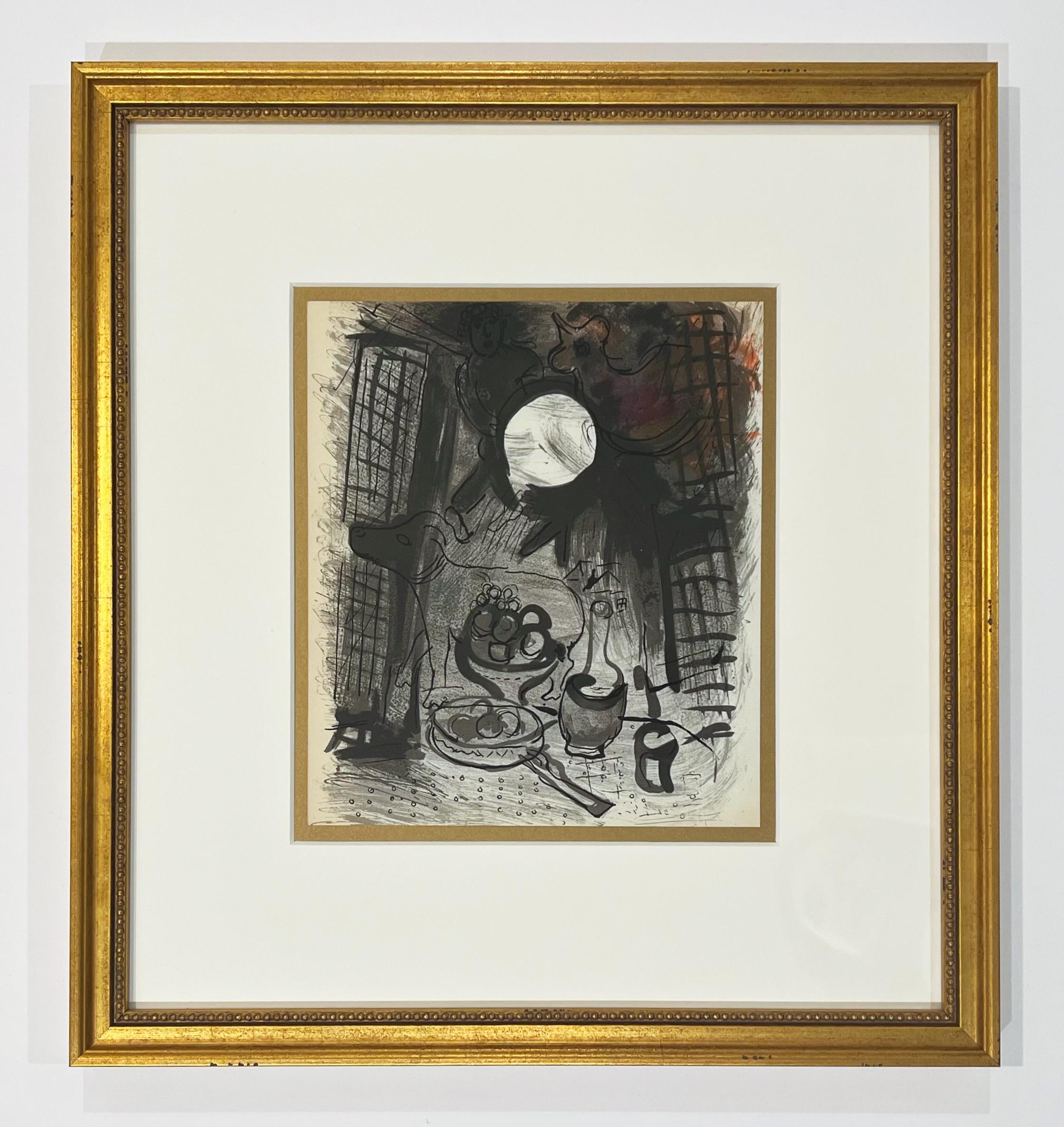 Braunes Stillleben von Chagall von Jacques Lassaigne – Print von Marc Chagall