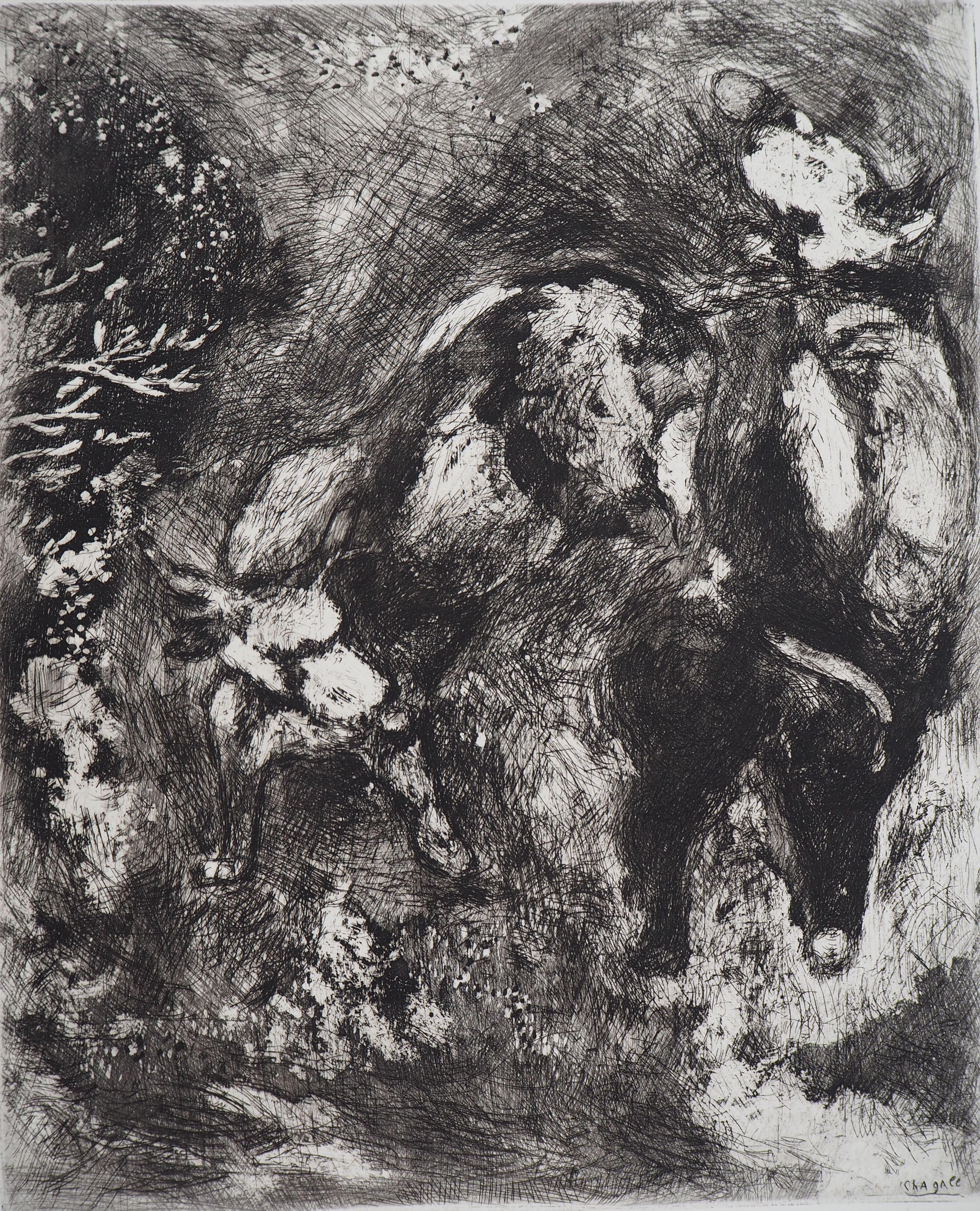 Bulls and a Frog – Original-Radierung – Ref. Sorlier #106 – Print von Marc Chagall