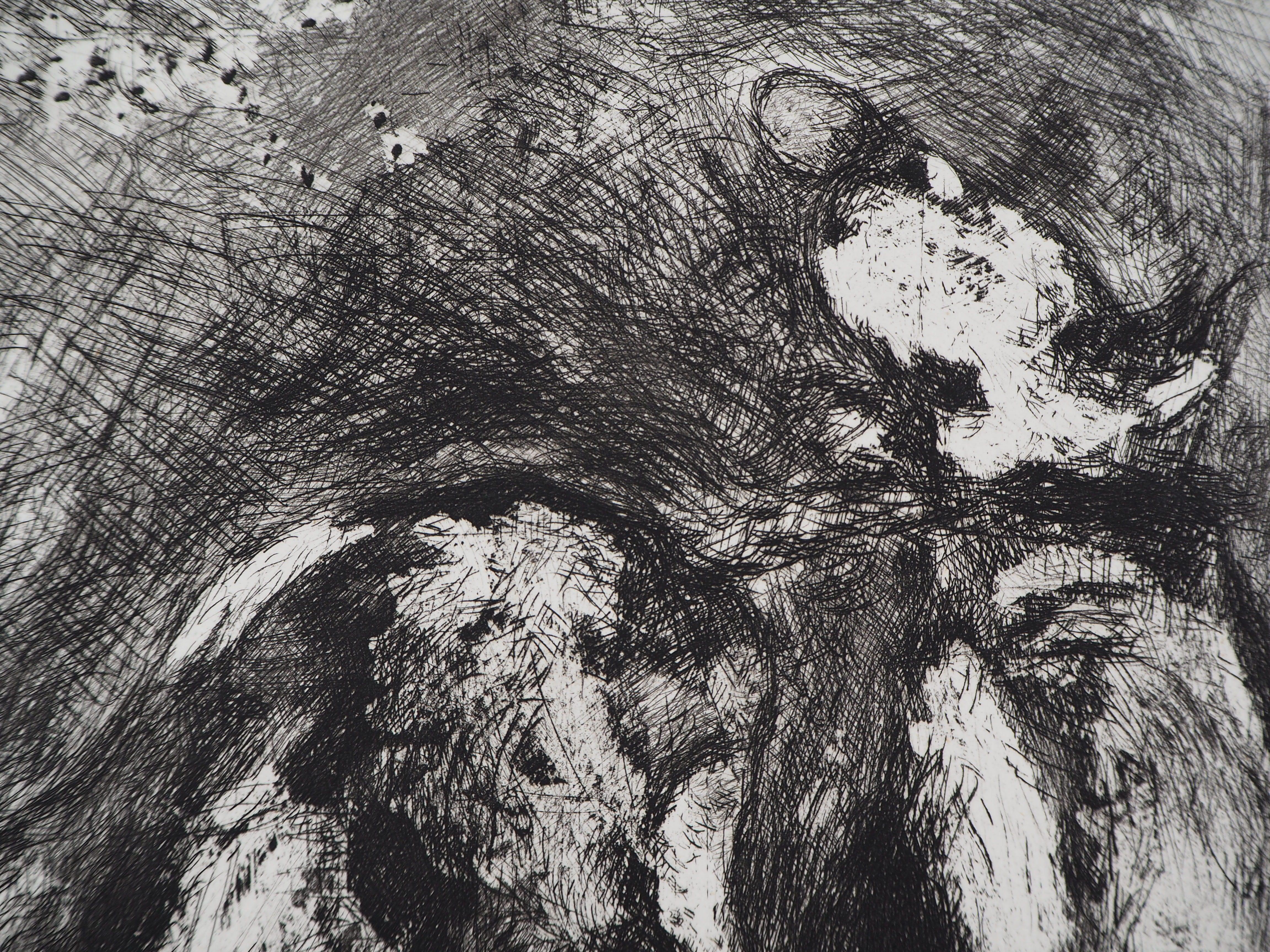 Bulls and a Frog – Original-Radierung – Ref. Sorlier #106 (Grau), Animal Print, von Marc Chagall
