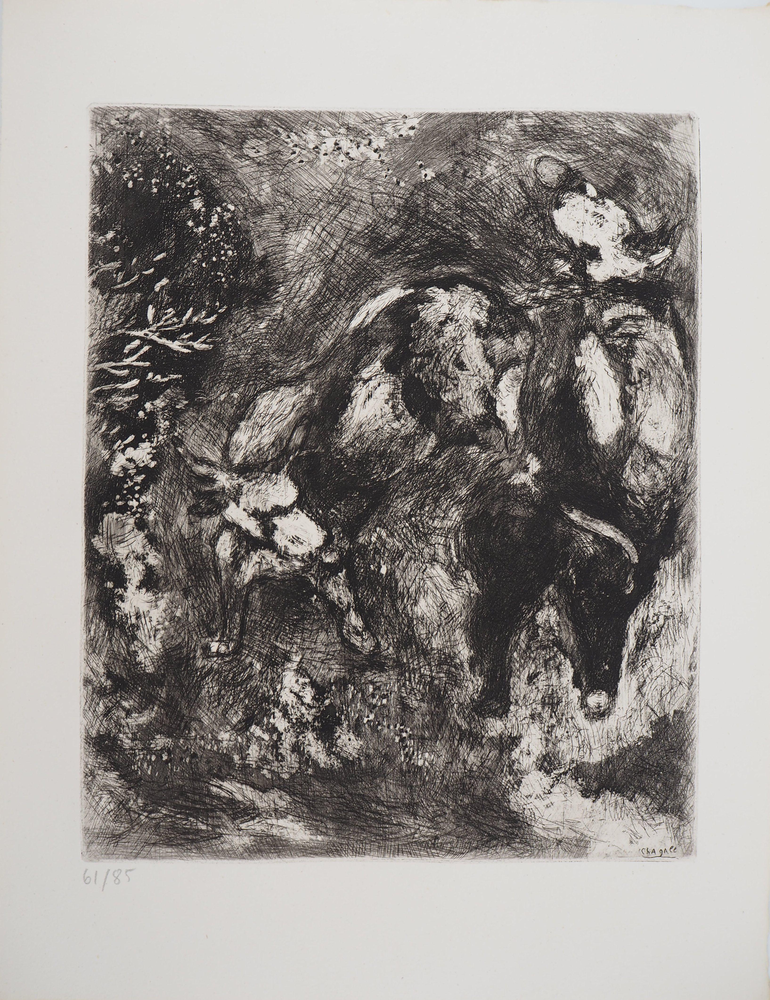 Marc Chagall Animal Print - Bulls and a Frog - Original Etching - Ref. Sorlier #106