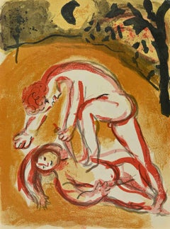 Cain and Abel - Lithographie de Marc Chagall - 1960