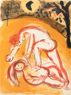 Cain and Abel - Lithograph by Marc Chagall - 1960
