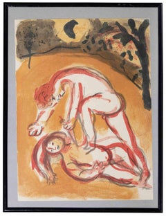 Cain and Abel Plate from The Bible II - Lithograph by M. Chagall - 1960
