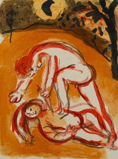 Cain and Abel Plate from "The Bible II" - Lithograph by Marc Chagall - 1960