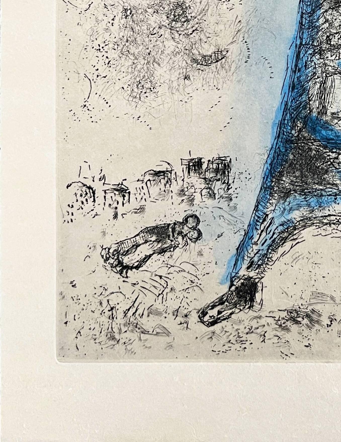 Celui qui dit les choses sans rien dire, Planche I - Beige Print par Marc Chagall