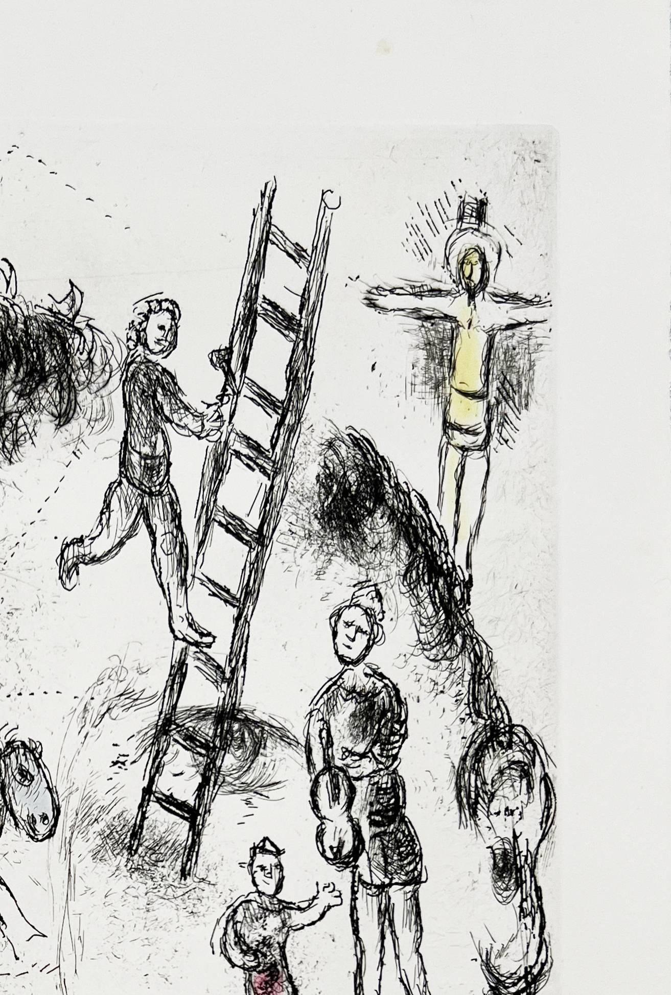 Celui qui dit les choses sans rien dire, Planche V - Gray Print by Marc Chagall