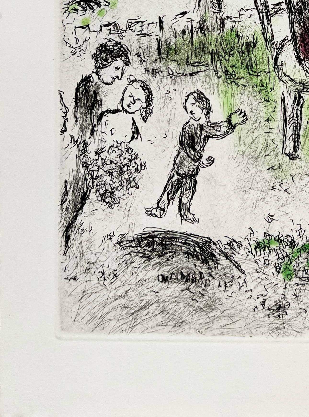 Celui qui dit les choses sans rien dire, Planche XVI - Gray Print by Marc Chagall