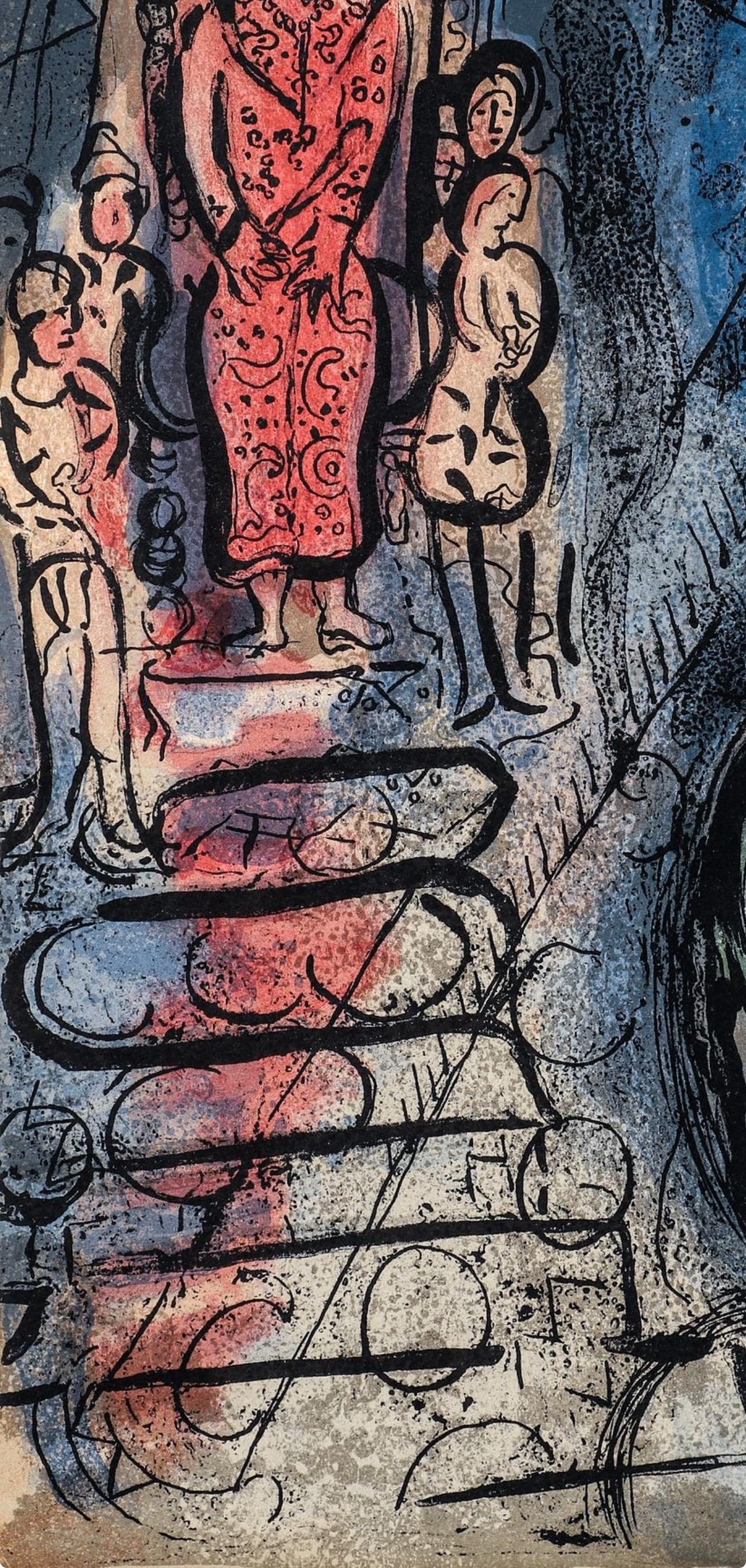 Lithographie sur papier vélin. Inscription : Non signé et non numéroté, tel que publié. Bon état. Notes : Extrait du volume Dessins de la Bible par Marc Chagall, Verve : Revue Artistique et Littéraire, Vol. VIII, N° 33-34, 1960. Publié par les