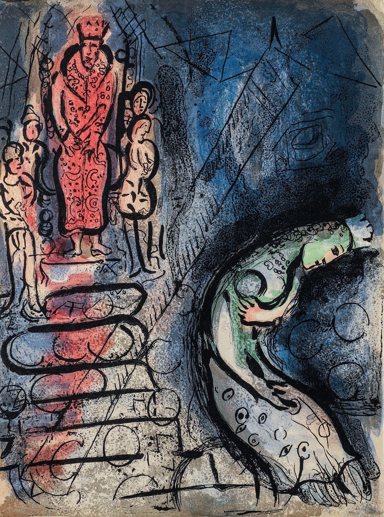 Figurative Print Marc Chagall - Chagall, Ahaseurus (Mourlot 251 ; Cramer 42), Verve : Revue Artistique (après)