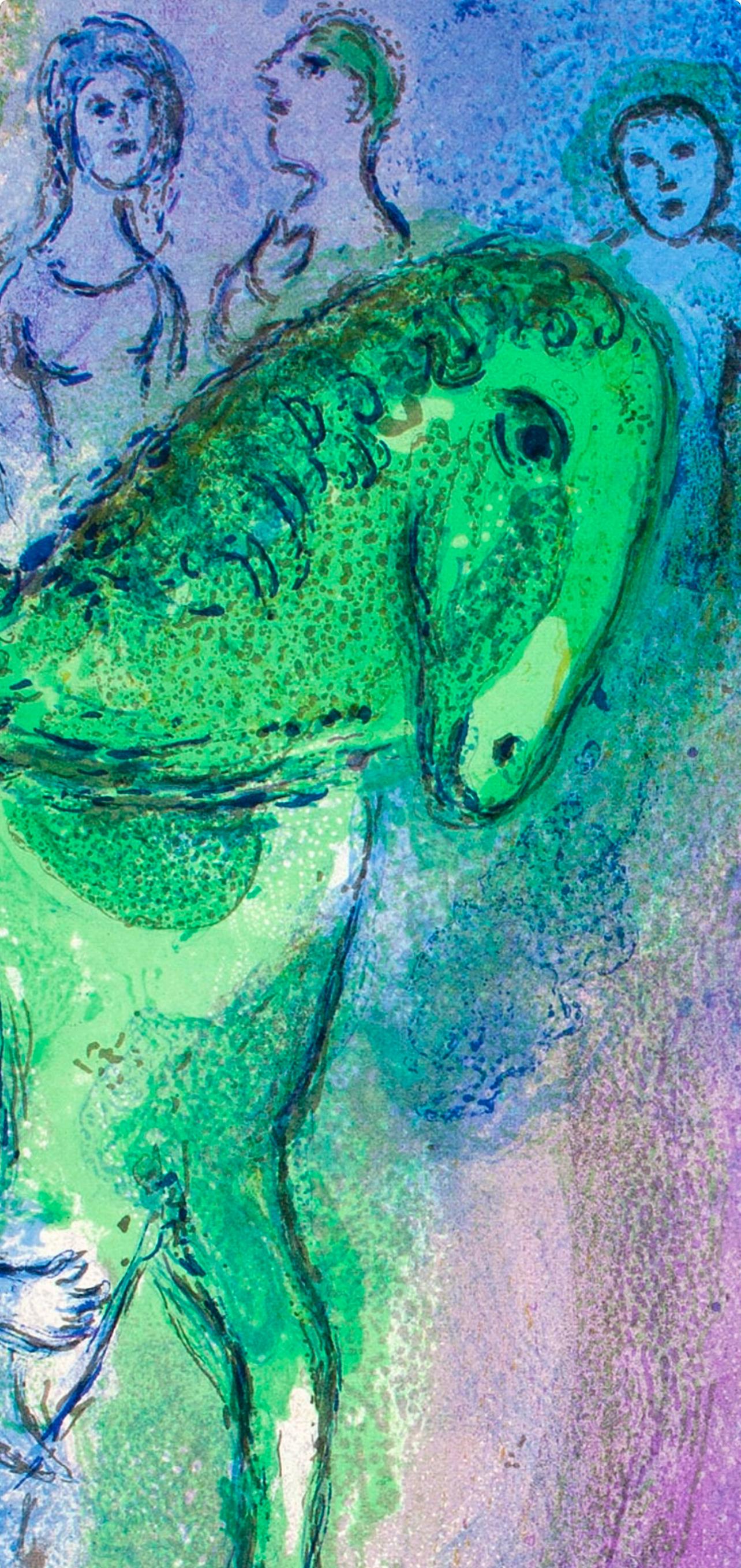 Chagall, Arrivée de Dionysophane, Daphnis et Chloé (dopo) - Figurative Print Viola di Marc Chagall