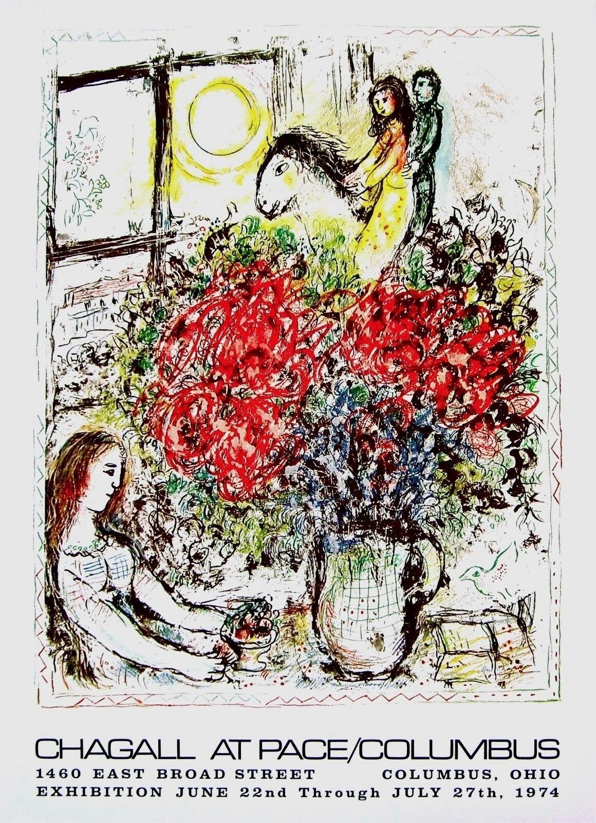 Marc Chagall Figurative Print - Chagall at Pace Columbus, 1974 Exhibition Offset Lithograph