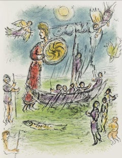 Chagall, Athene guides Telemachus Boat, Homère: L'Odyssée (after)