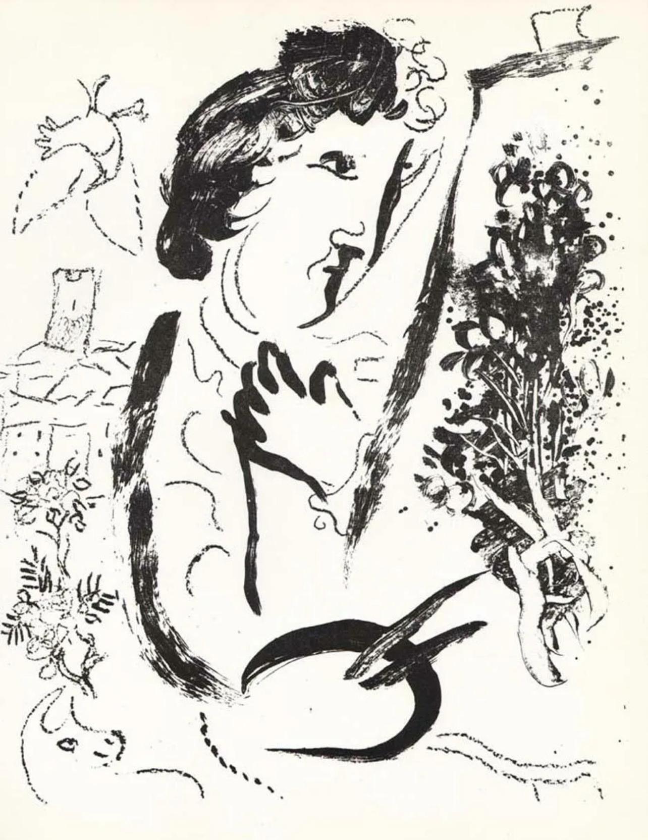 Marc Chagall Landscape Print – Chagall, Autoporträt (Mourlot 402; Cramer 56) (nach)