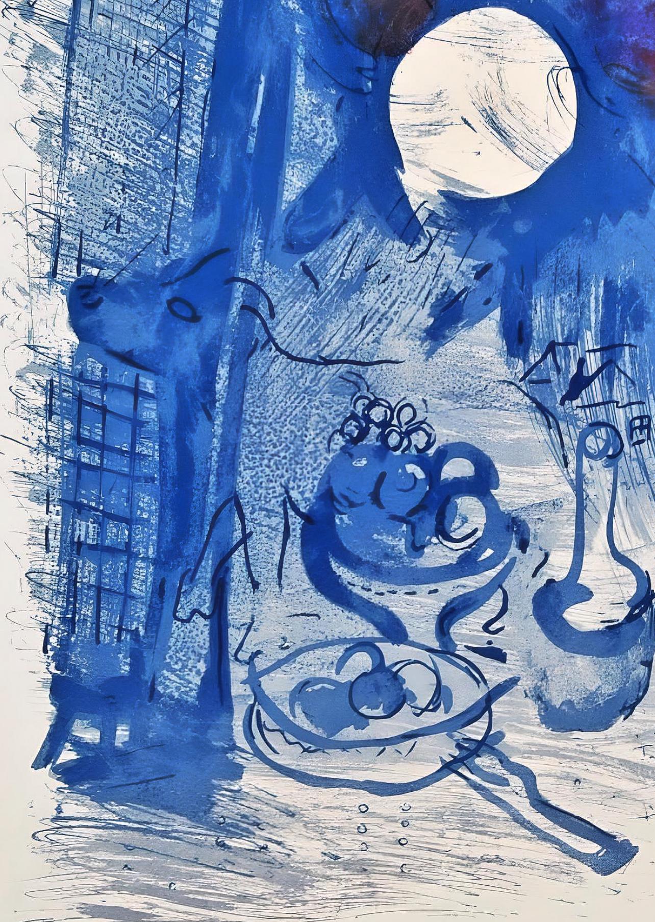 Chagall, Blaues Stillleben (Mourlot 206; Cramer 34) (nach) – Print von Marc Chagall