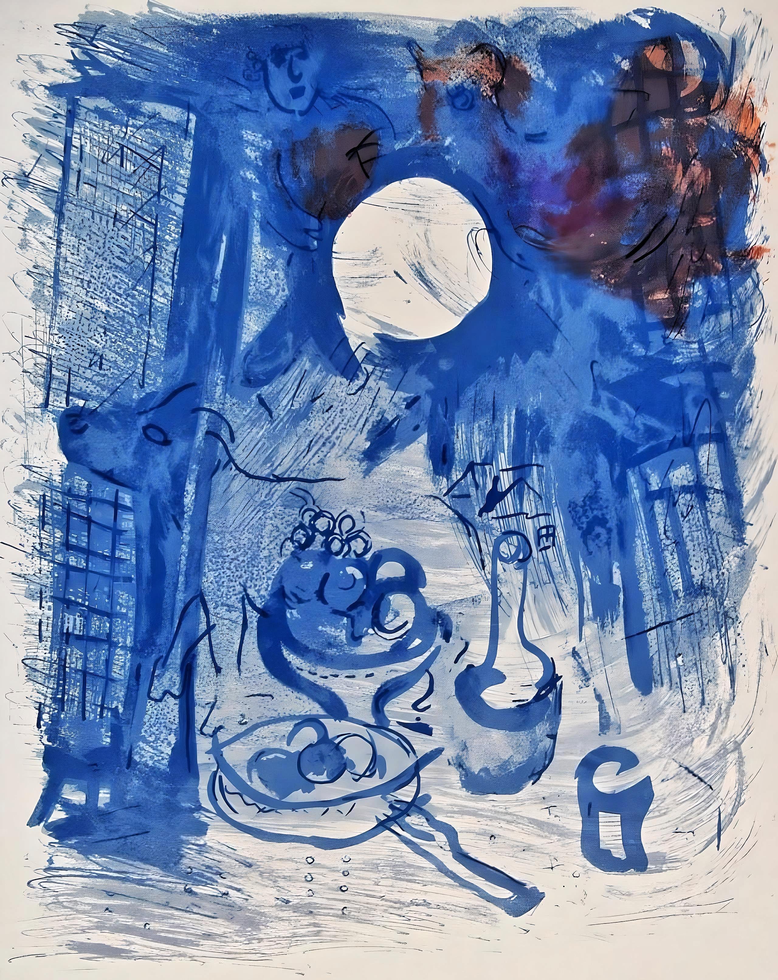Marc Chagall Figurative Print – Chagall, Blaues Stillleben (Mourlot 206; Cramer 34) (nach)