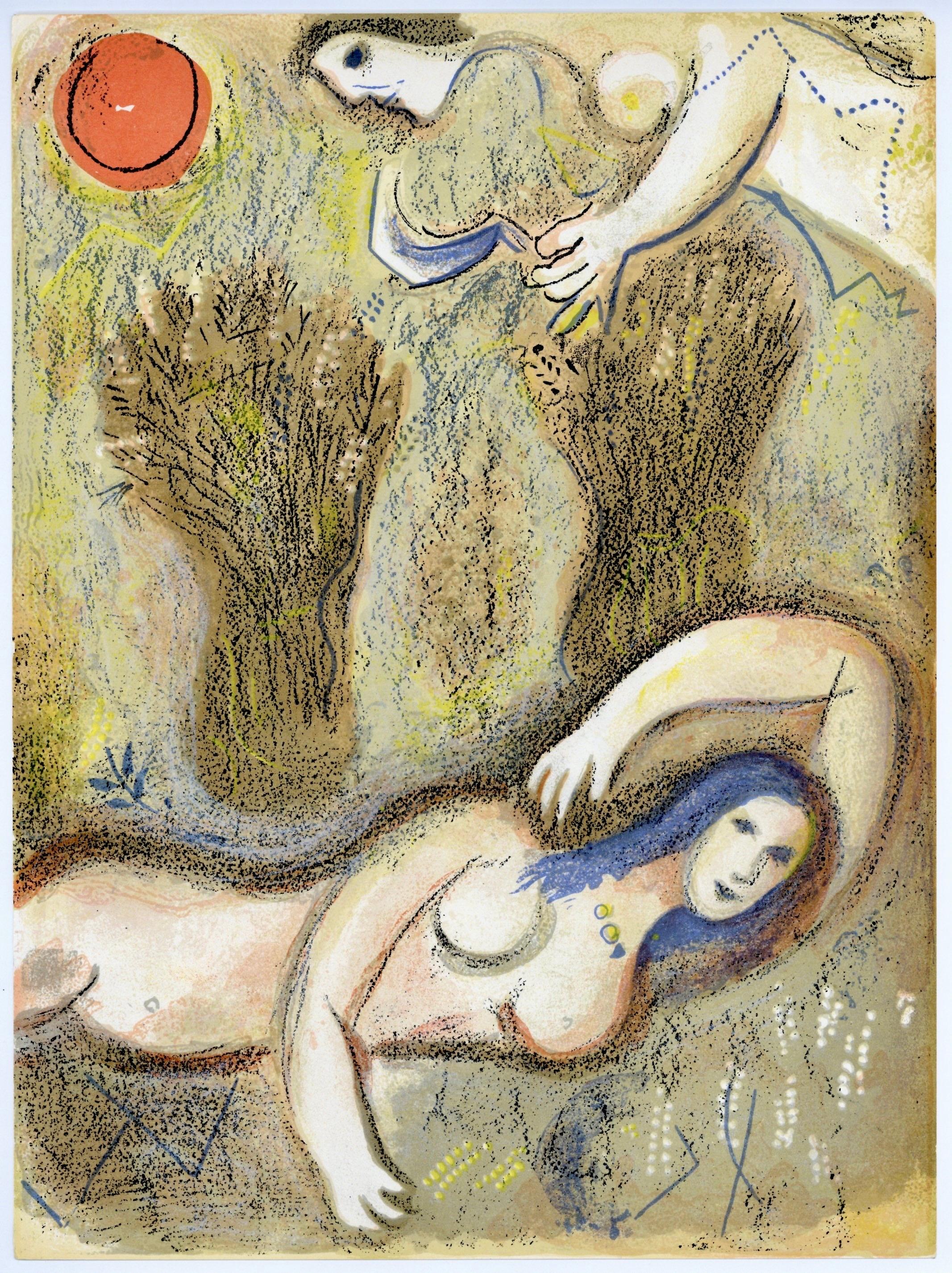 Chagall, Boaz sees Ruth at his feet (Mourlot 117-46; Cramer 25) (after) For Sale 1
