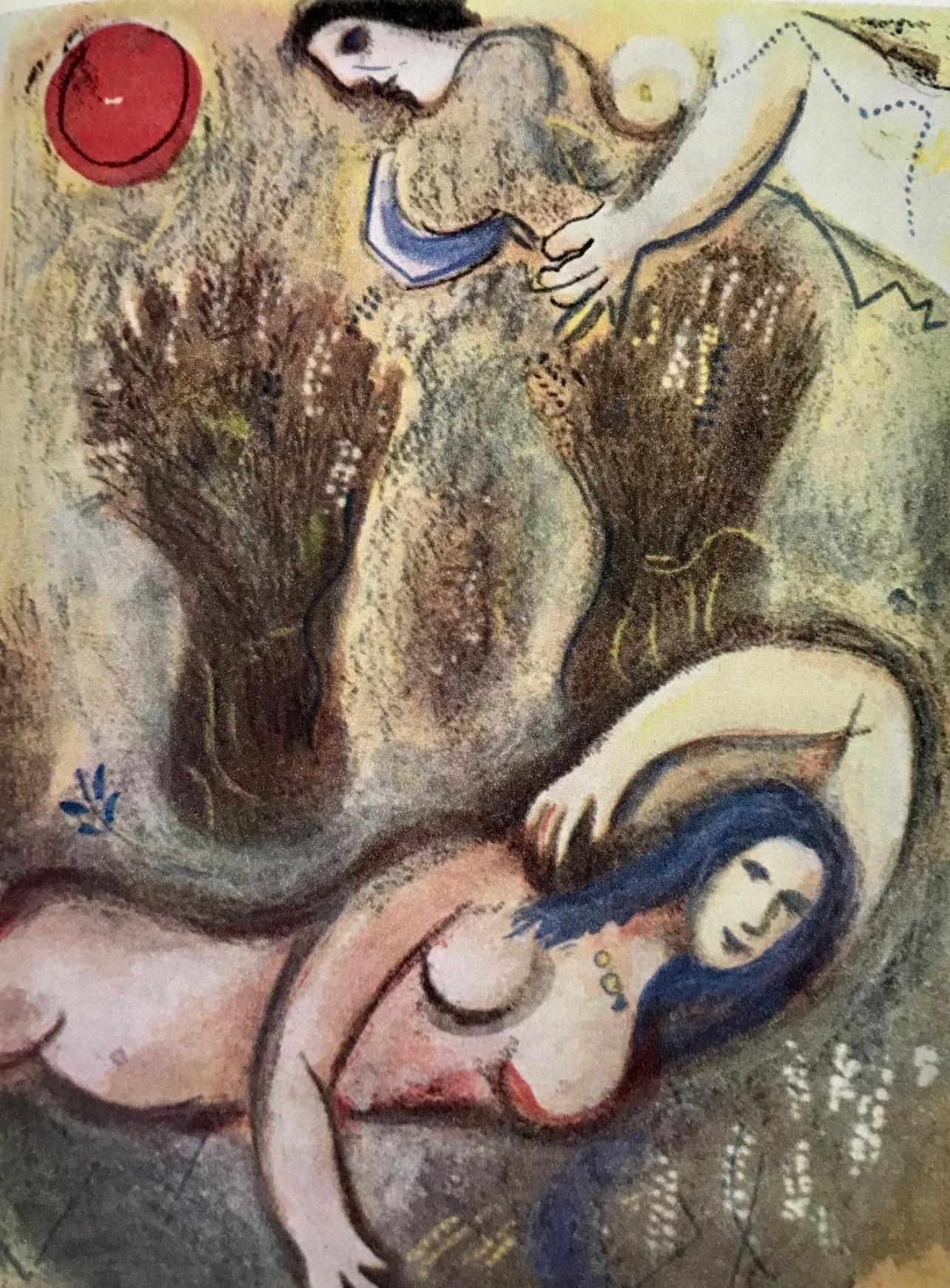 Figurative Print Marc Chagall - Chagall, Boaz voit Ruth à ses pieds (Mourlot 230-277 ; Cramer 42) (après)