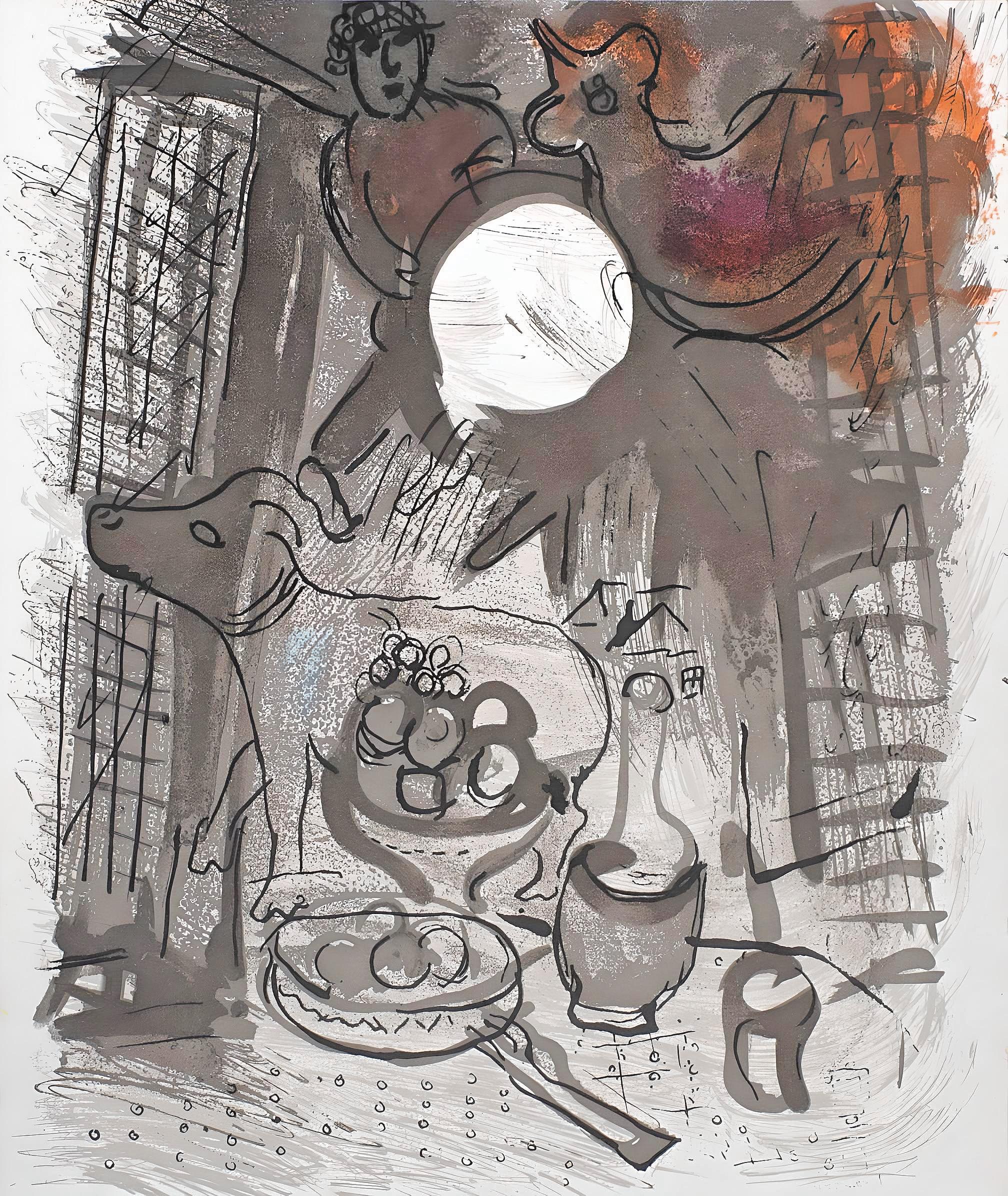 Marc Chagall Landscape Print - Chagall, Brown Still Life (Mourlot 205; Cramer 34) (after)