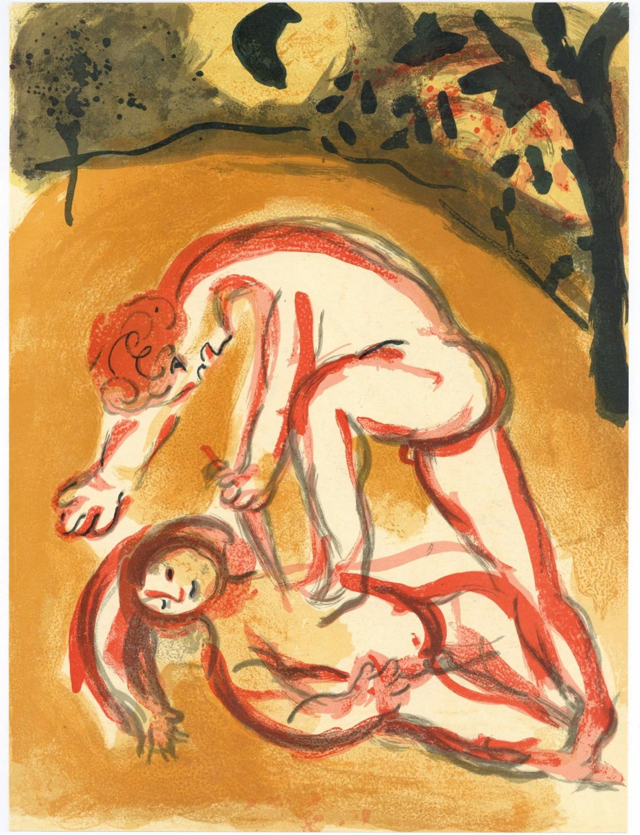 Marc Chagall Figurative Print – Chagall, Cain und Abel (Mourlot 230-277; Cramer 42) (nach)