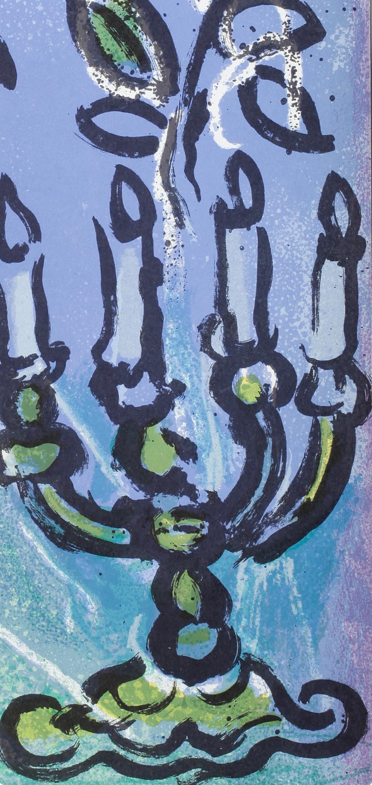 Chagall, Candlestick (Mourlot 366; Cramer 49) (after) - Expressionist Print by Marc Chagall