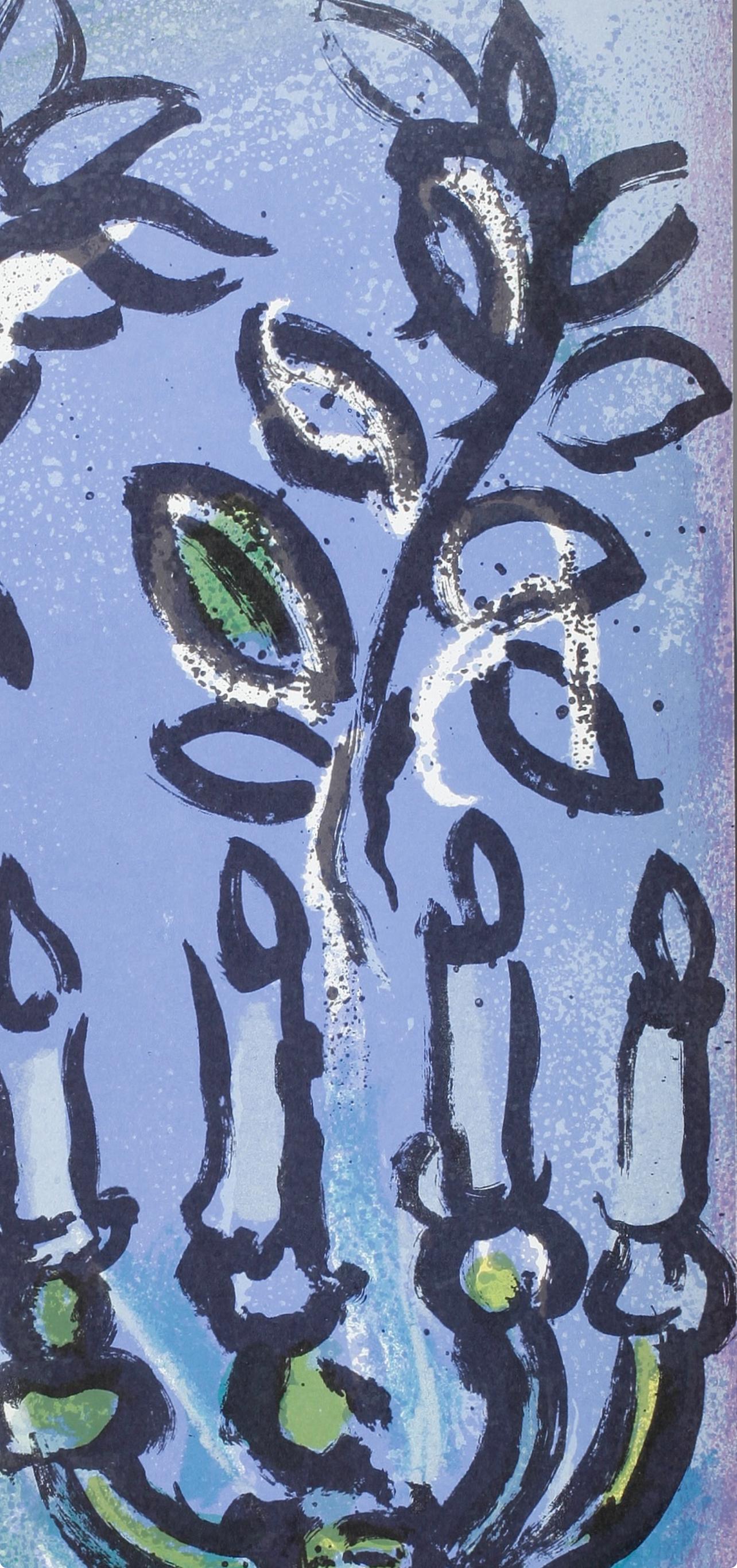 Lithograph on vélin paper. Inscription: unsigned and unnumbered, as issued. Good condition. Notes: From the volume, Marc Chagall, The Jerusalem Windows, 1962. Published by André Sauret, éditeur, Monte Carlo; printed by Mourlot Frères, Paris in an