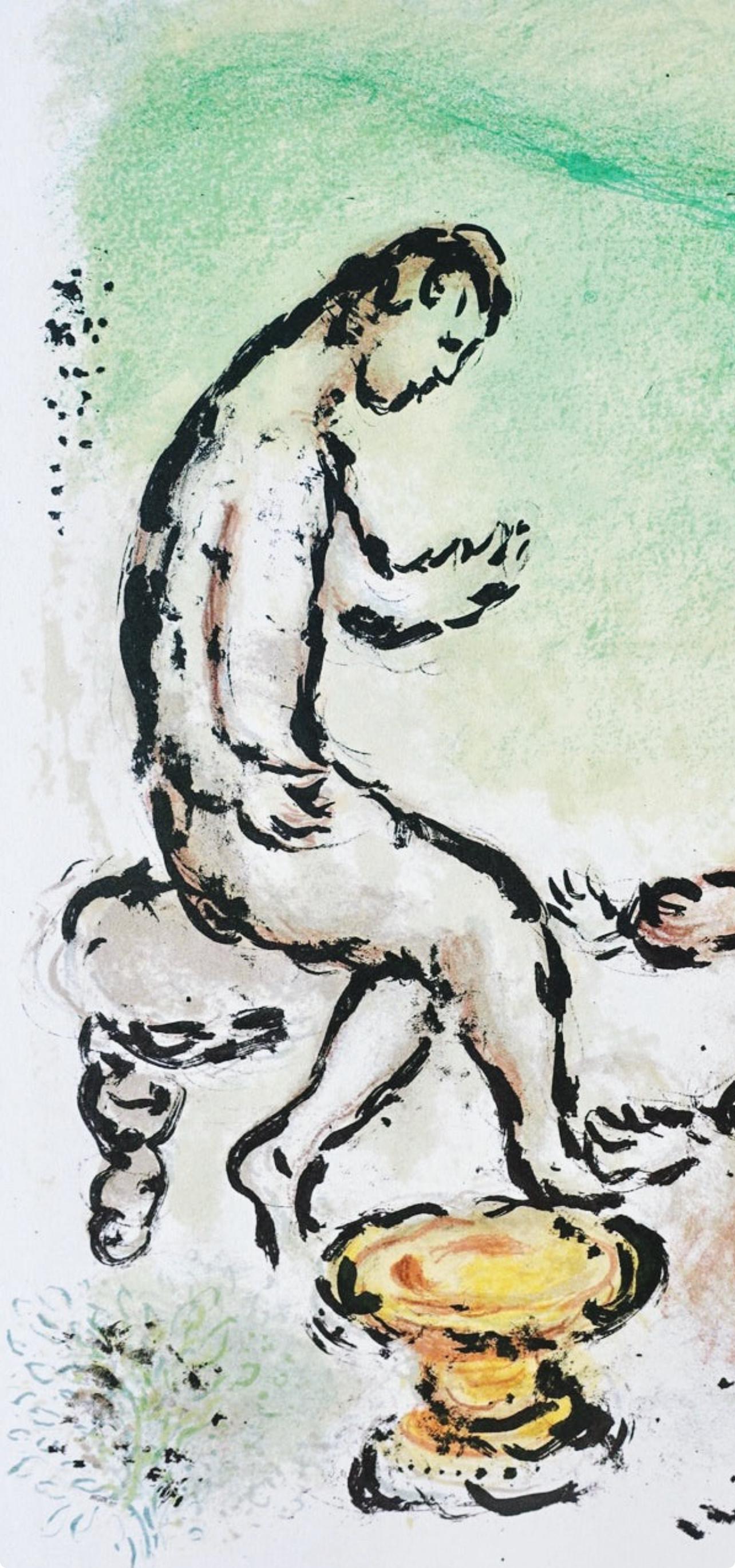 Chagall, Chagall, Odysseus und Eurycleia, Homer, Die Odyssee (after) - Gris Landscape Print par Marc Chagall