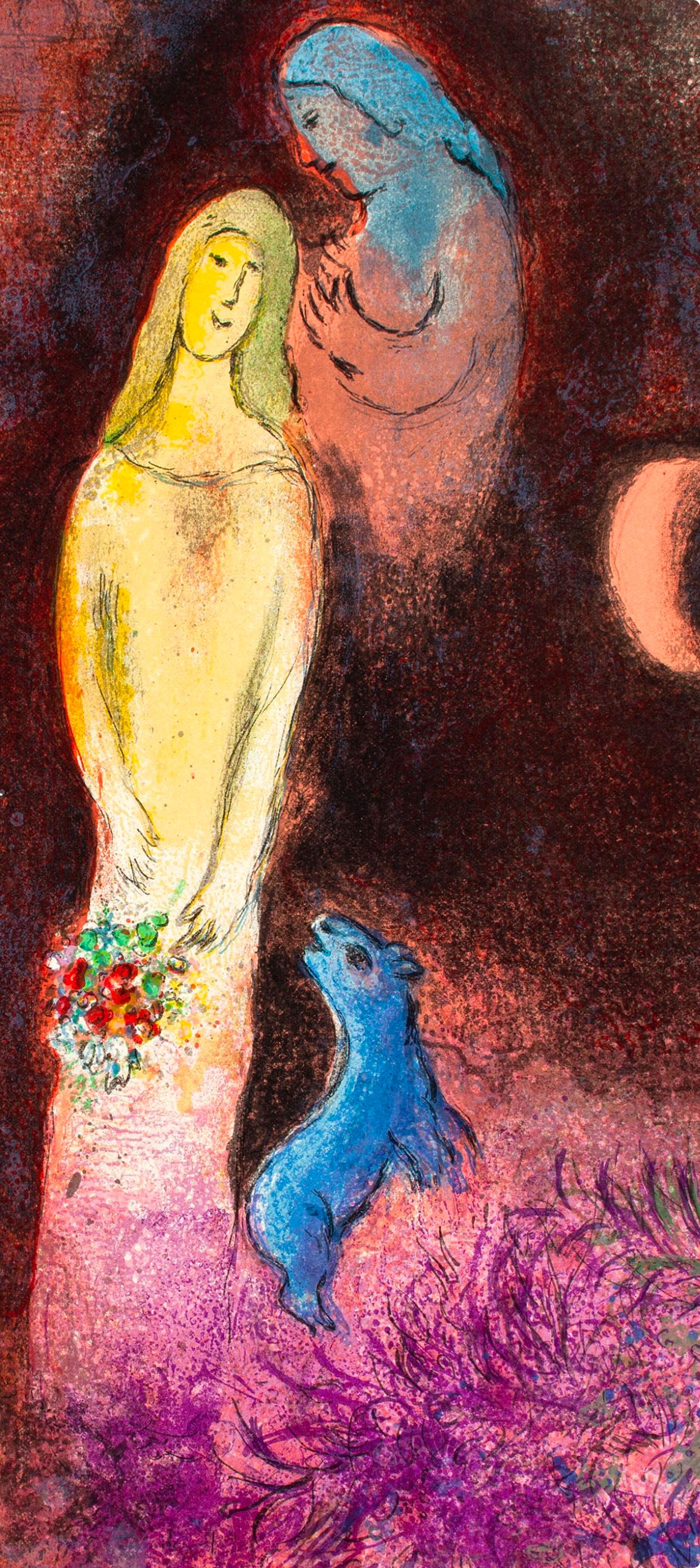 Chagall, Chloé vêtue et coiffée par Cléariste, Daphnis et Chloé (after) - Print di Marc Chagall