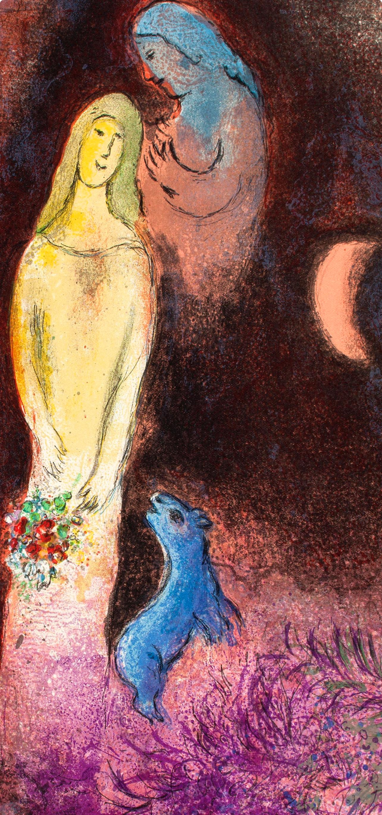 Chagall, Chloé vêtue et coiffée par Cléariste, Daphnis et Chloé (after) - Print de Marc Chagall