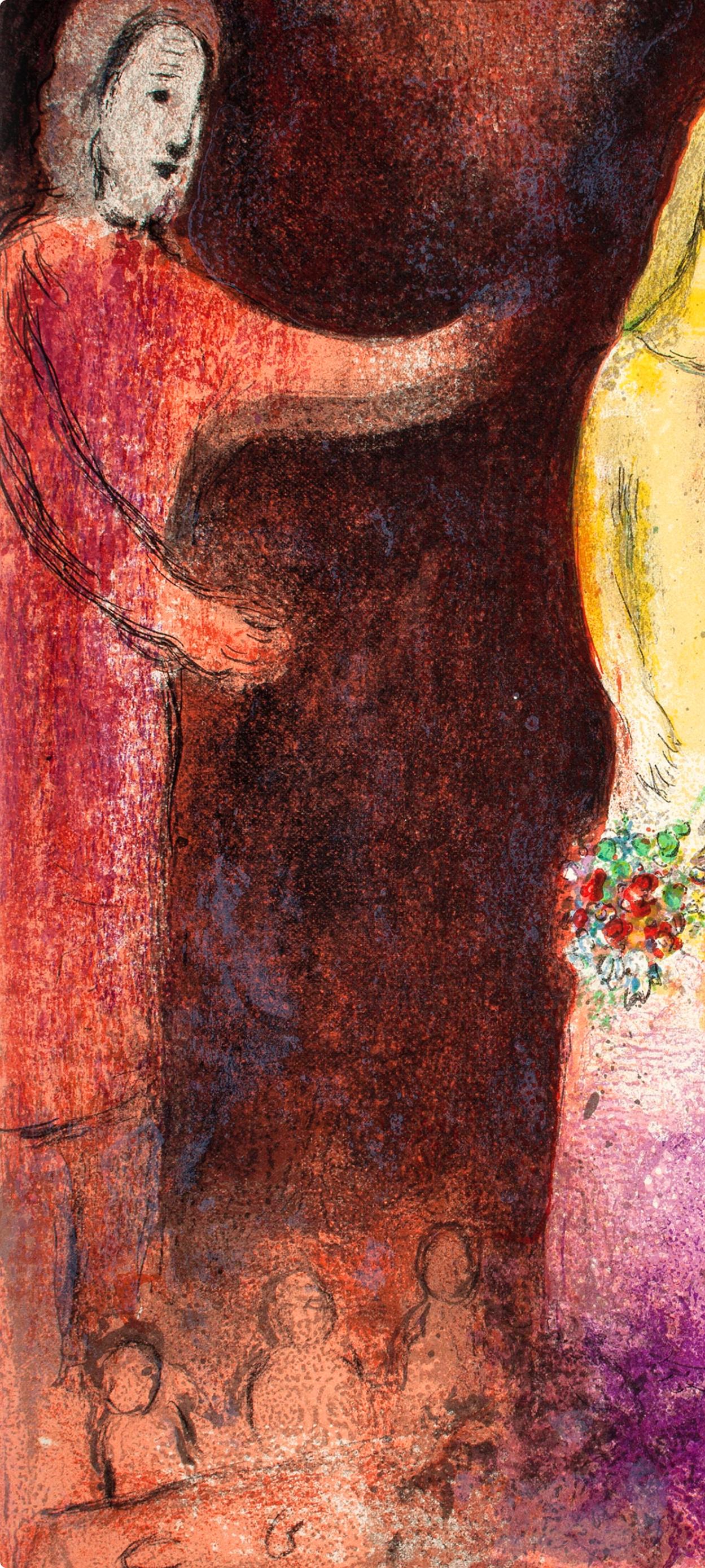 Chagall, Chloé vêtue et coiffée par Cléariste, Daphnis et Chloé (after) - Expressionniste Print par Marc Chagall