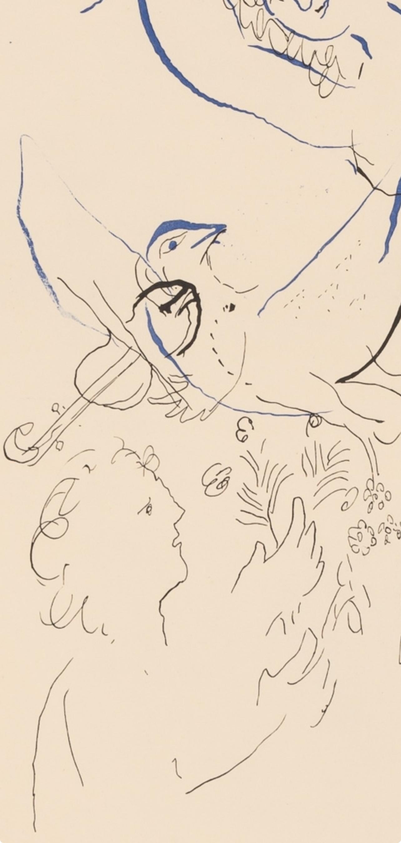 Chagall, Composition, Couleur amour (after) - White Landscape Print by Marc Chagall
