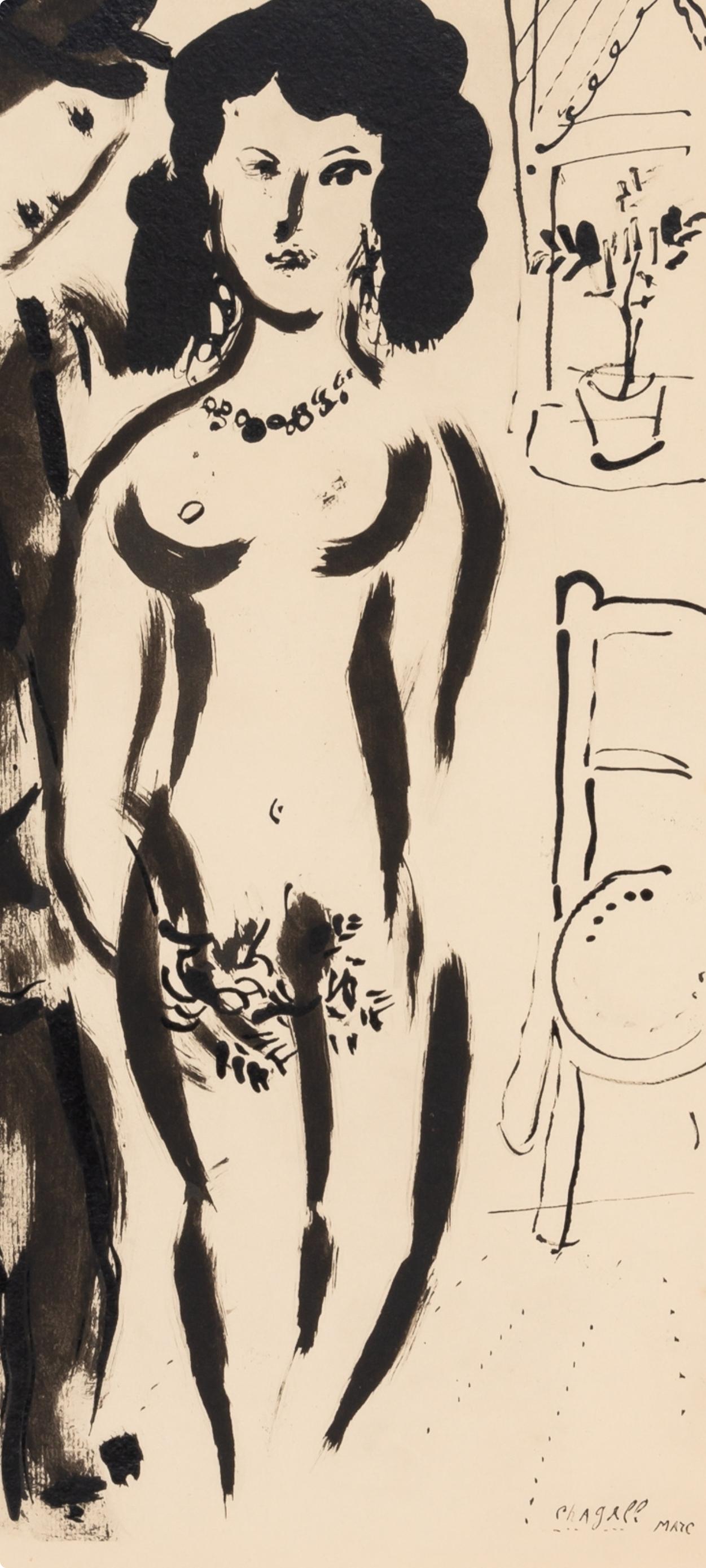 Chagall, Composition, Couleur amour (after) - Beige Figurative Print by Marc Chagall