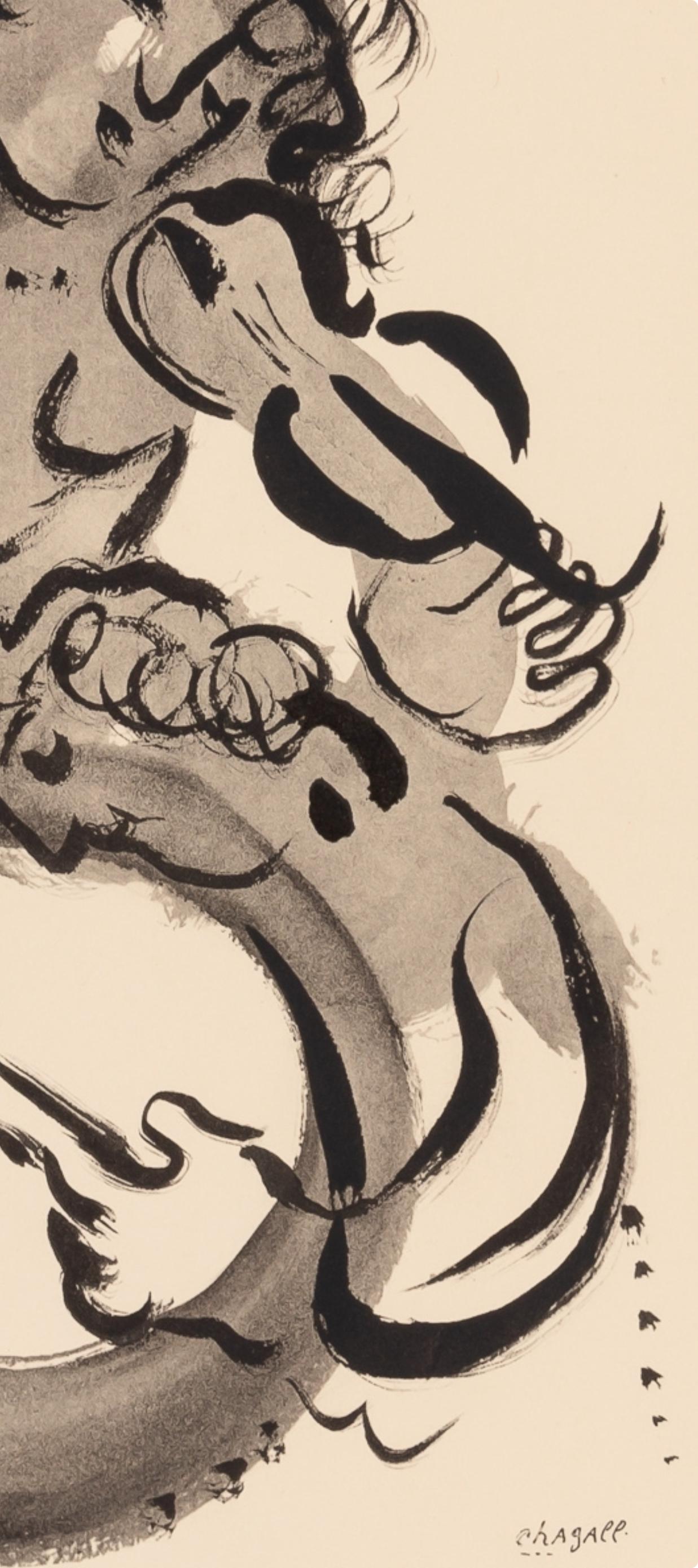 Chagall, Composition, Couleur amour (after) - Beige Figurative Print by Marc Chagall