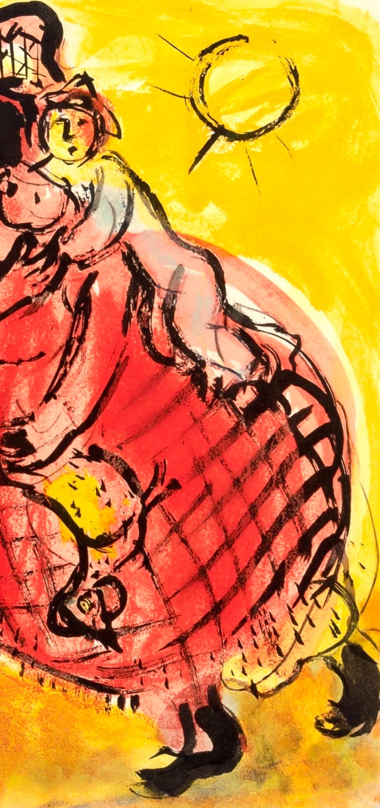 Chagall, Composition, Couleur amour (after) - Orange Figurative Print by Marc Chagall