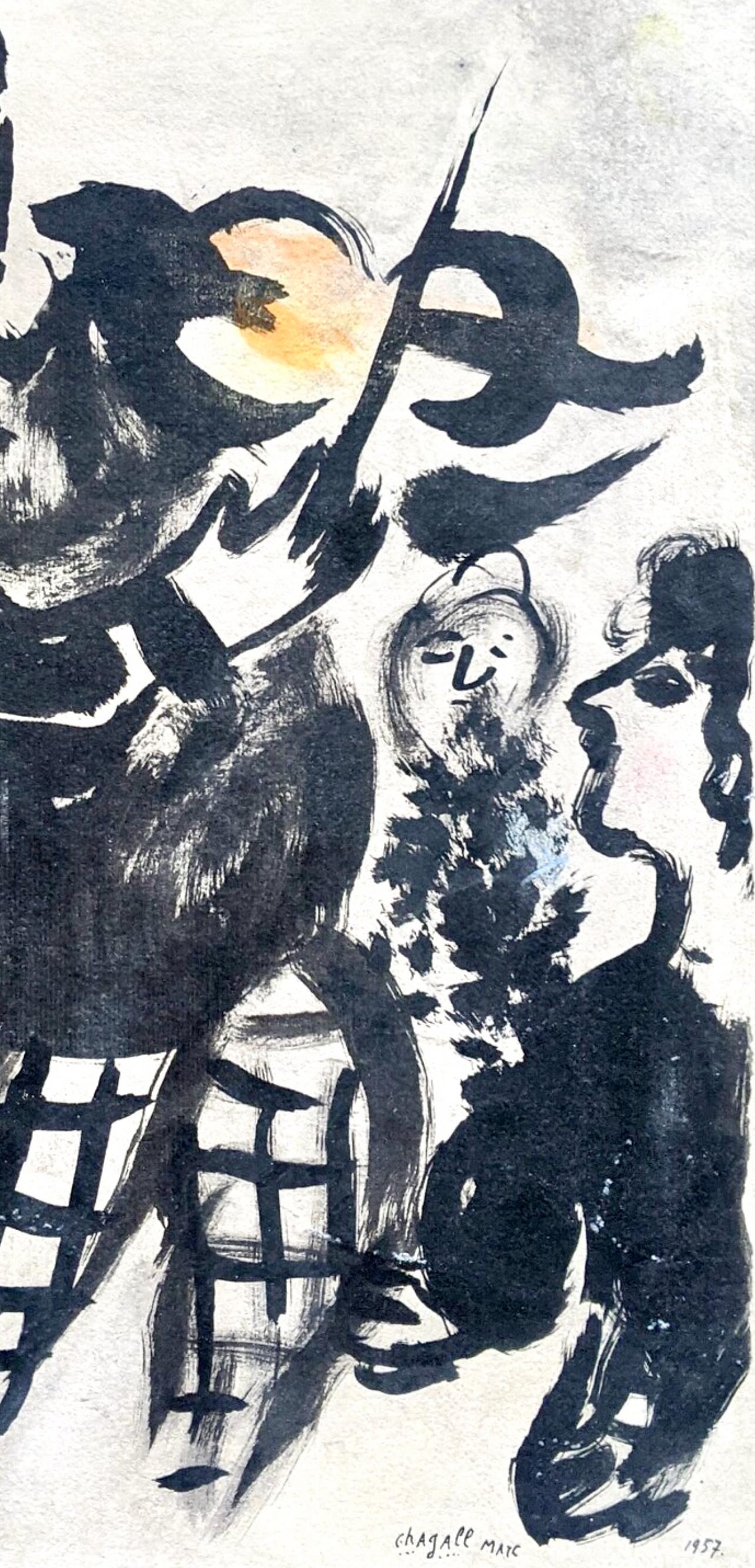 Chagall, Composition, Couleur amour (after) - Gray Figurative Print by Marc Chagall