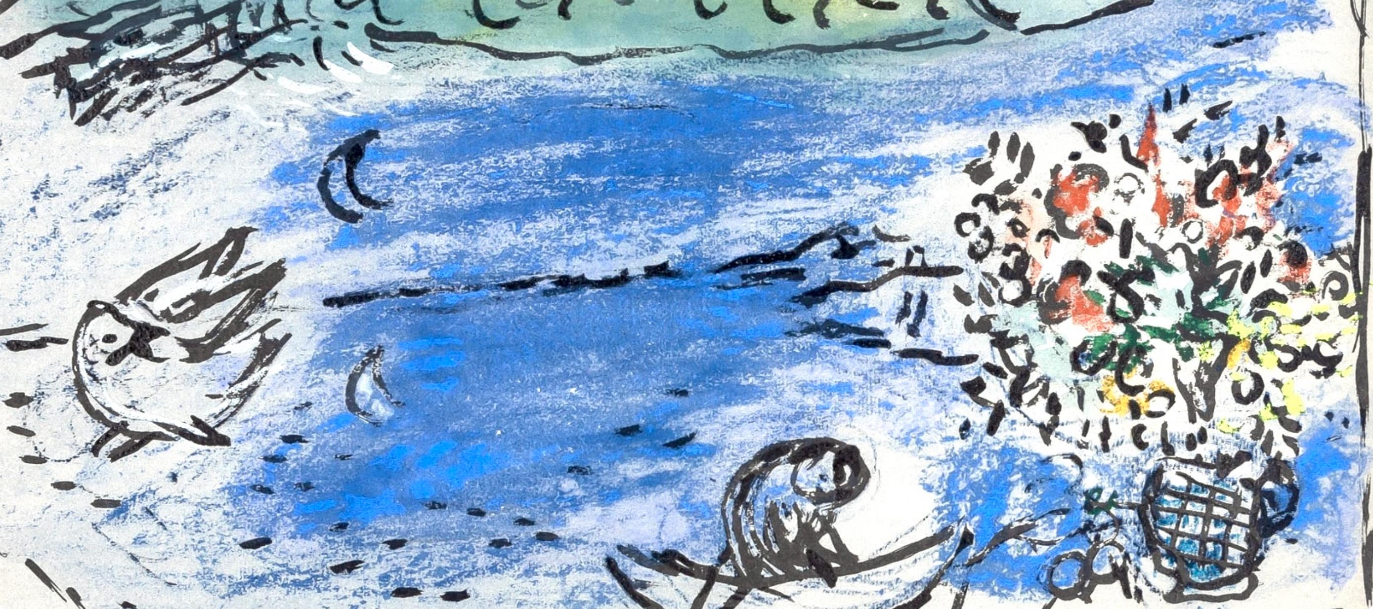 Chagall, Composition, Couleur amour (after) - Blue Landscape Print by Marc Chagall