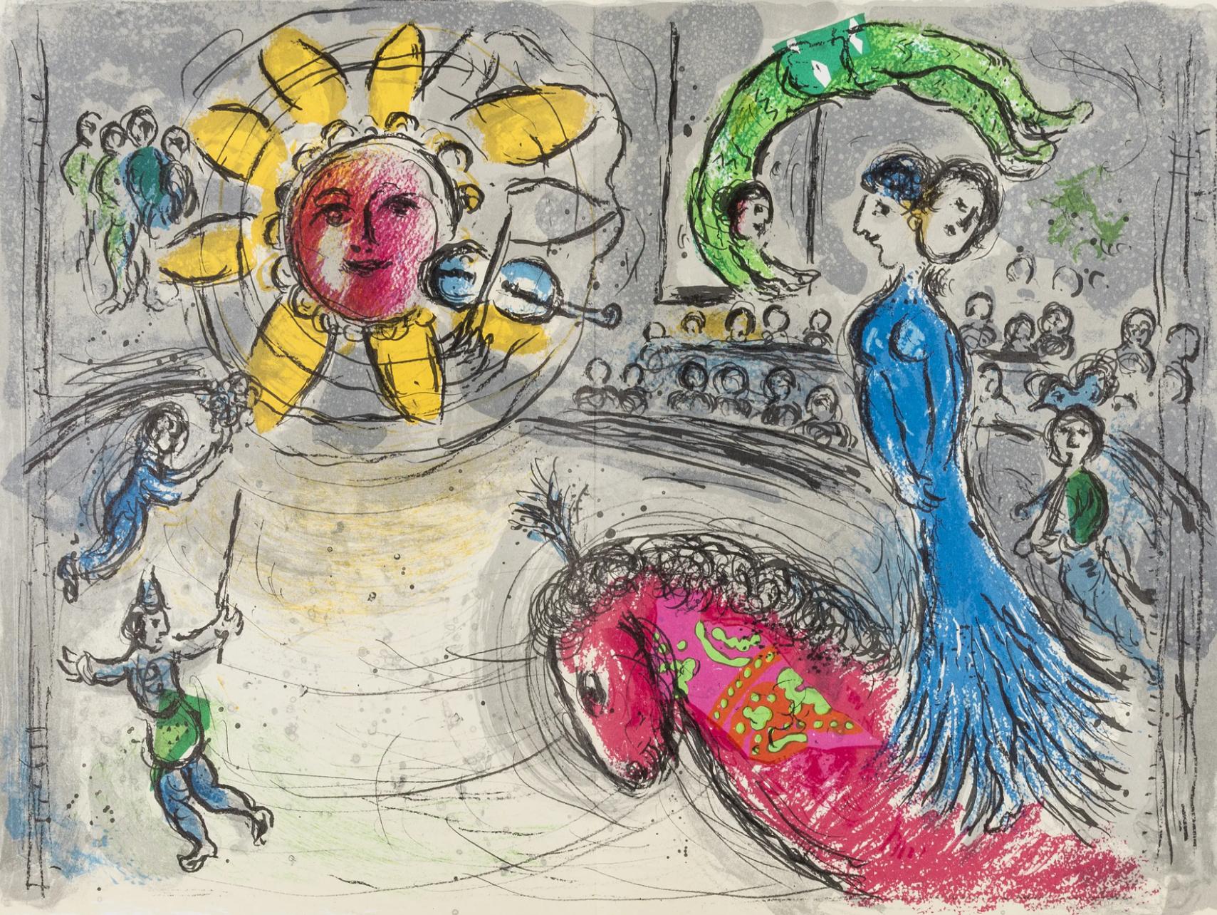 Figurative Print Marc Chagall - Chagall, Composition (Cramer 110 ; Mourlot 945), Derrière le Miroir (d'après)