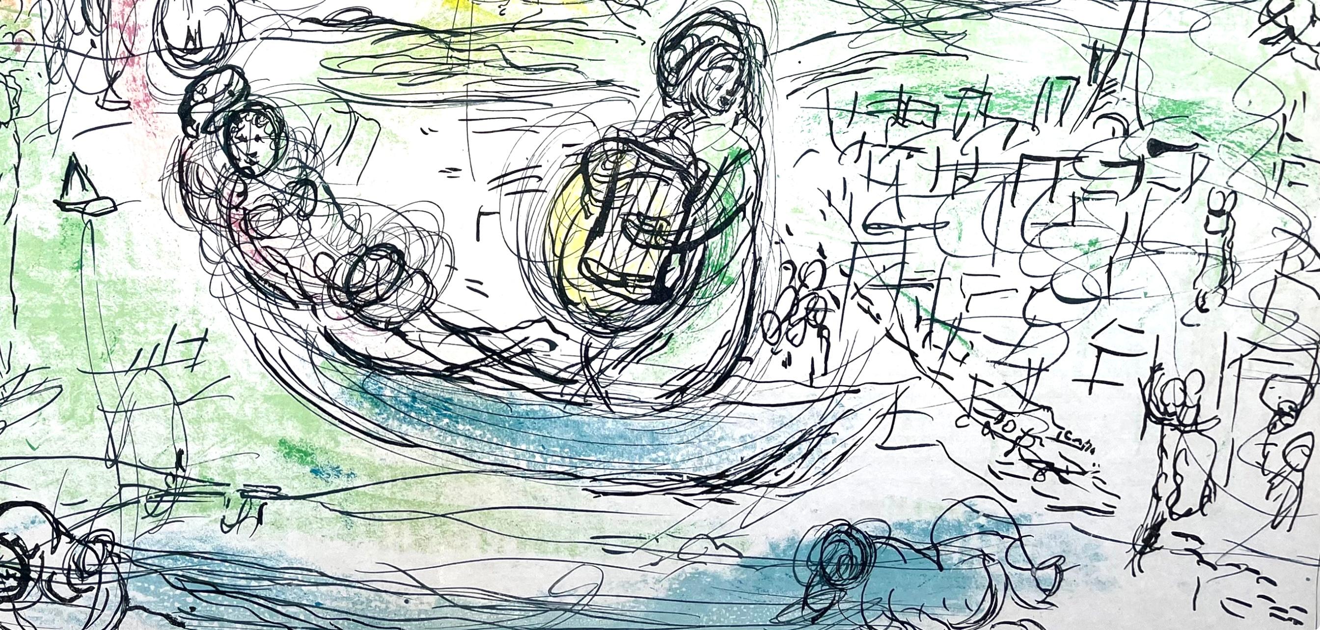 Chagall, Composition (Cramer 33 ; Mourlot 176), Derrière le Miroir (d'après) - Gris Landscape Print par Marc Chagall