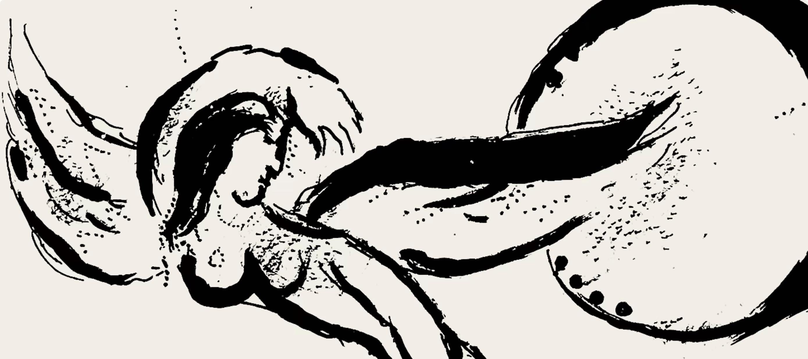 Chagall, Composición (Cramer 33; Mourlot 179), Derrière le Miroir (después) - Print de Marc Chagall