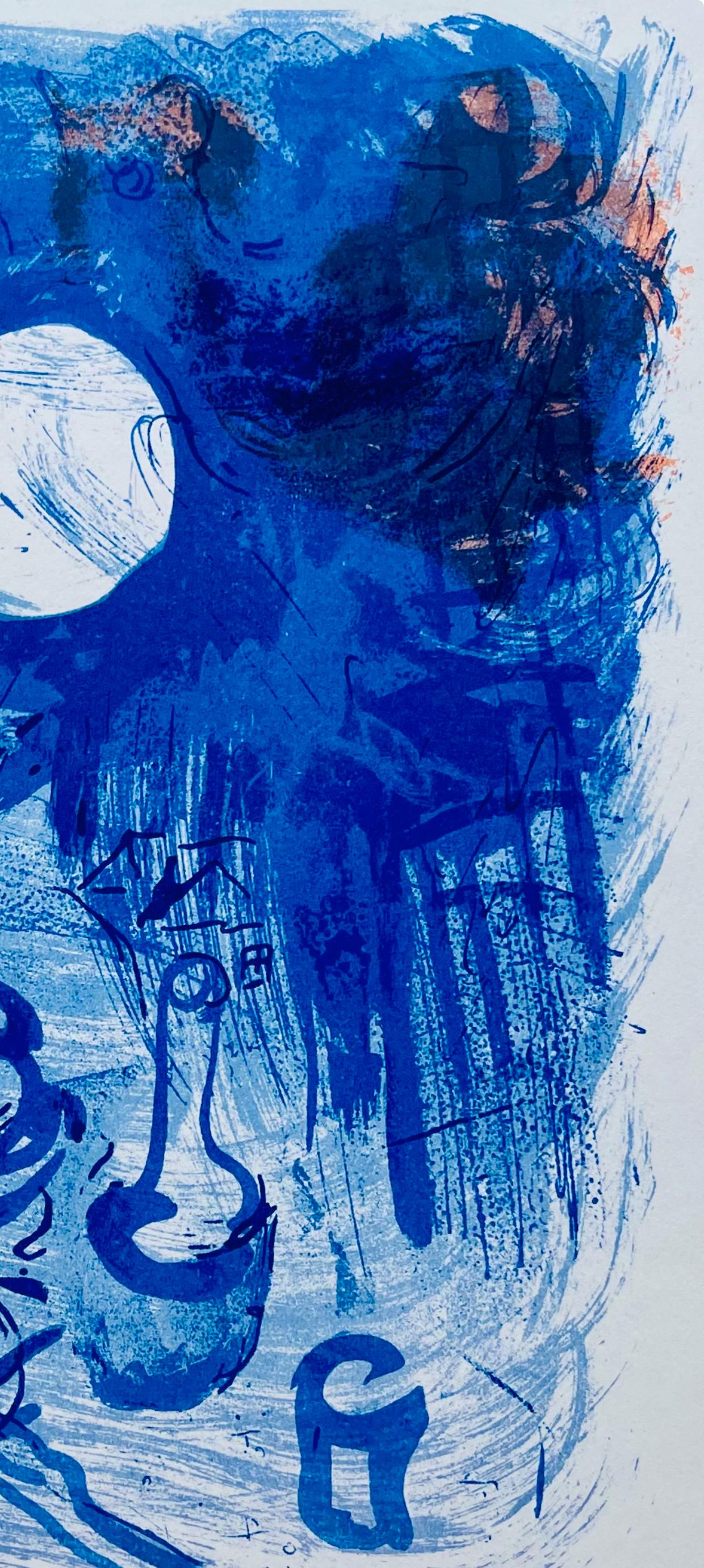 Chagall, Composition (Cramer 33; Mourlot 206), Derrière le Miroir (after) - Blue Landscape Print by Marc Chagall