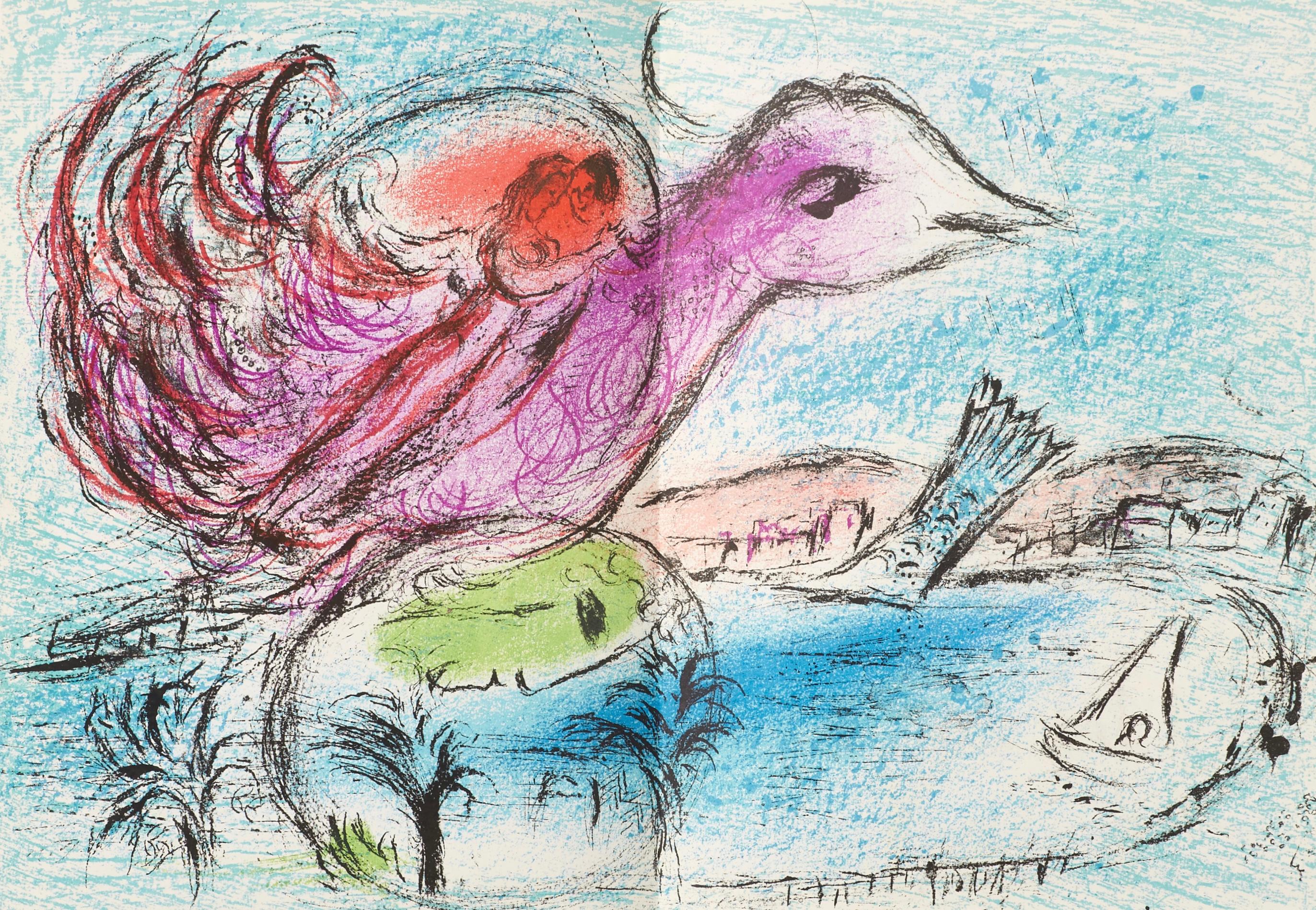 Marc Chagall Figurative Print - Chagall, Composition (Cramer 50; Mourlot 356), Derrière le Miroir (after)