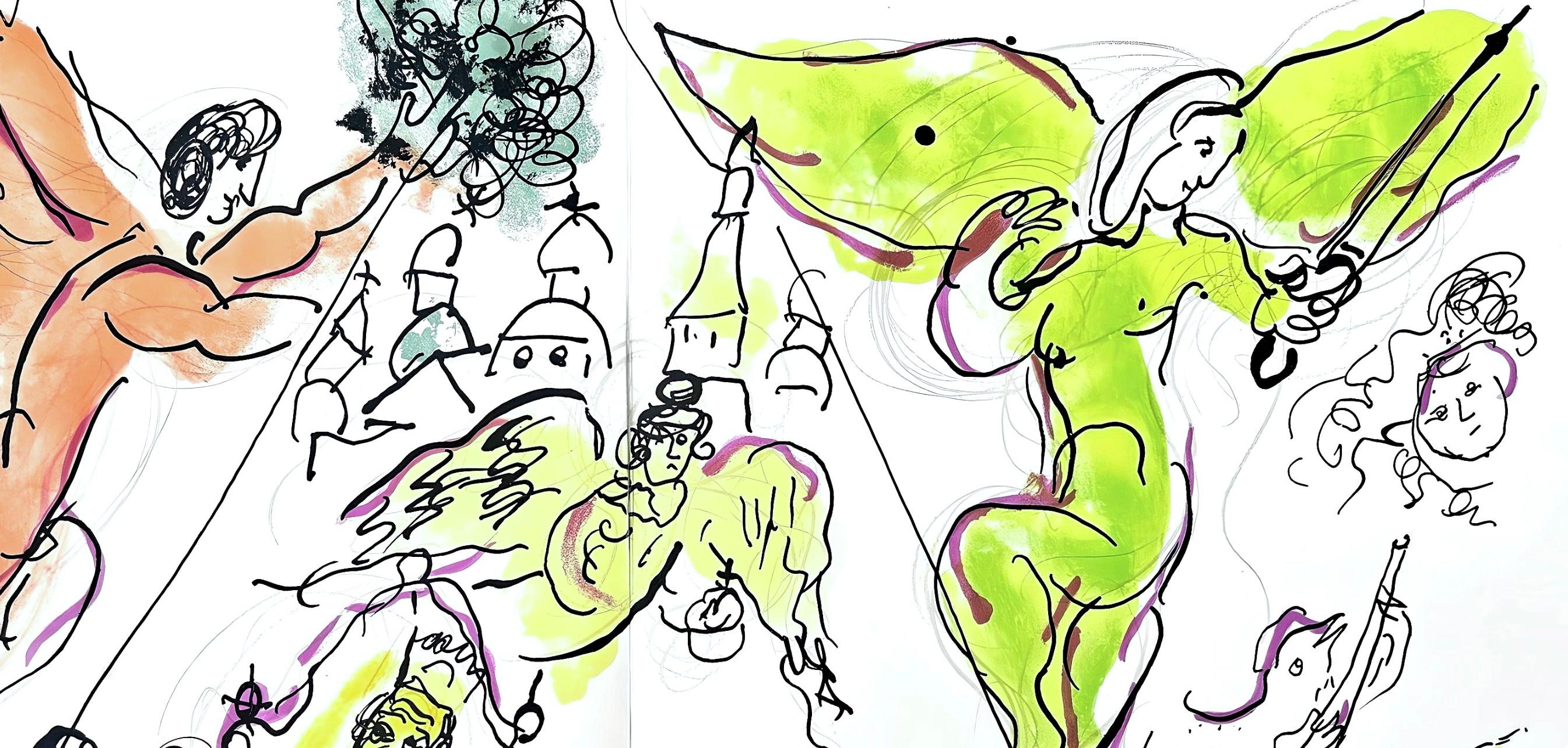 Chagall, Komposition (Cramer 61; Mourlot 434), Le plafond de l'Opéra (nach) – Print von Marc Chagall