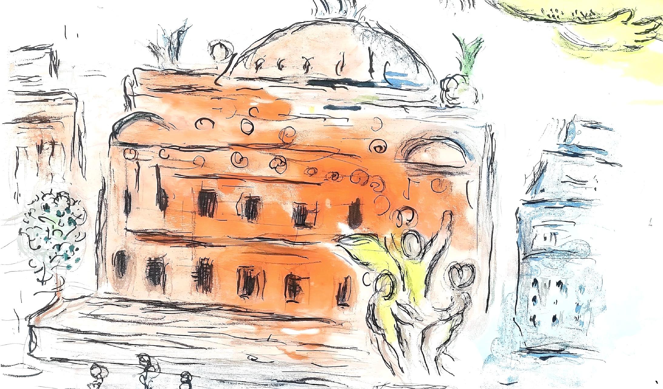 Chagall, Komposition (Cramer 61; Mourlot 434), Le plafond de l'Opéra (nach) – Print von Marc Chagall