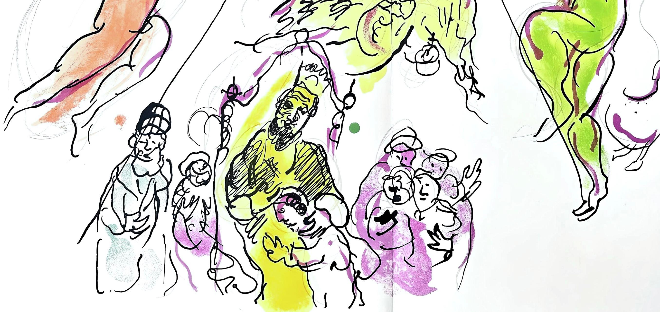 Chagall, Komposition (Cramer 61; Mourlot 434), Le plafond de l'Opéra (nach) (Expressionismus), Print, von Marc Chagall