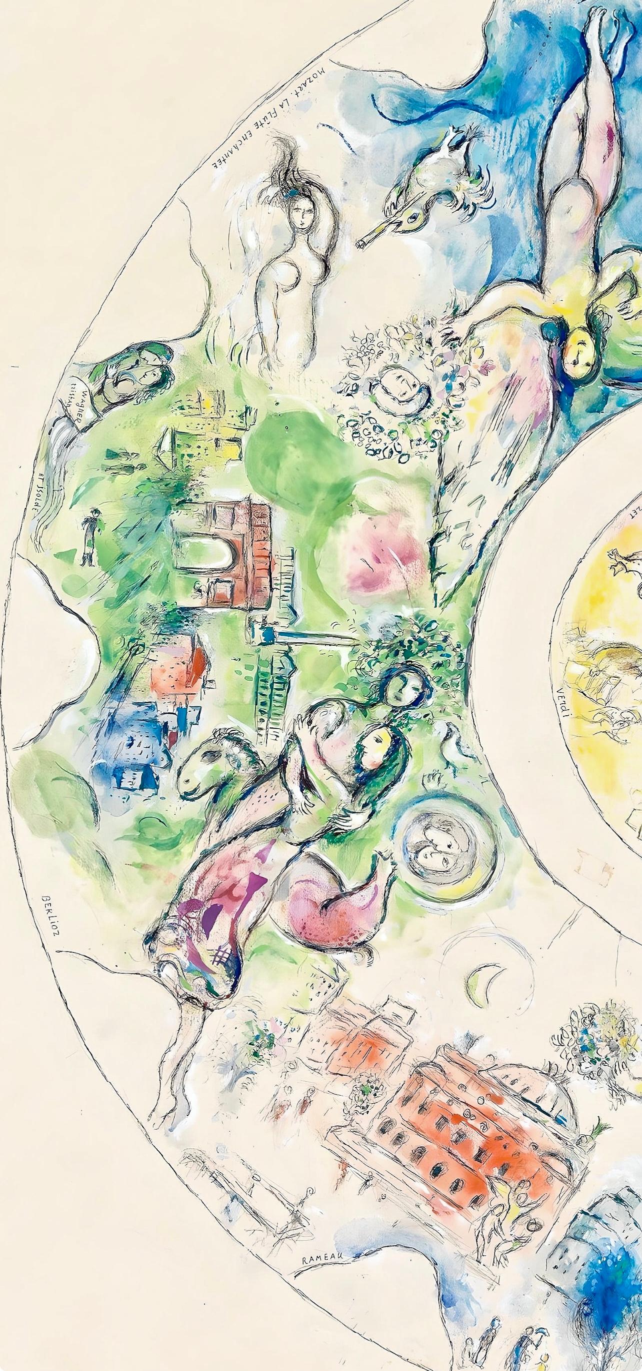 Chagall, Composizione (Cramer 61; Mourlot 434), Le plafond de l'Opéra (dopo) - Print Espressionista di Marc Chagall