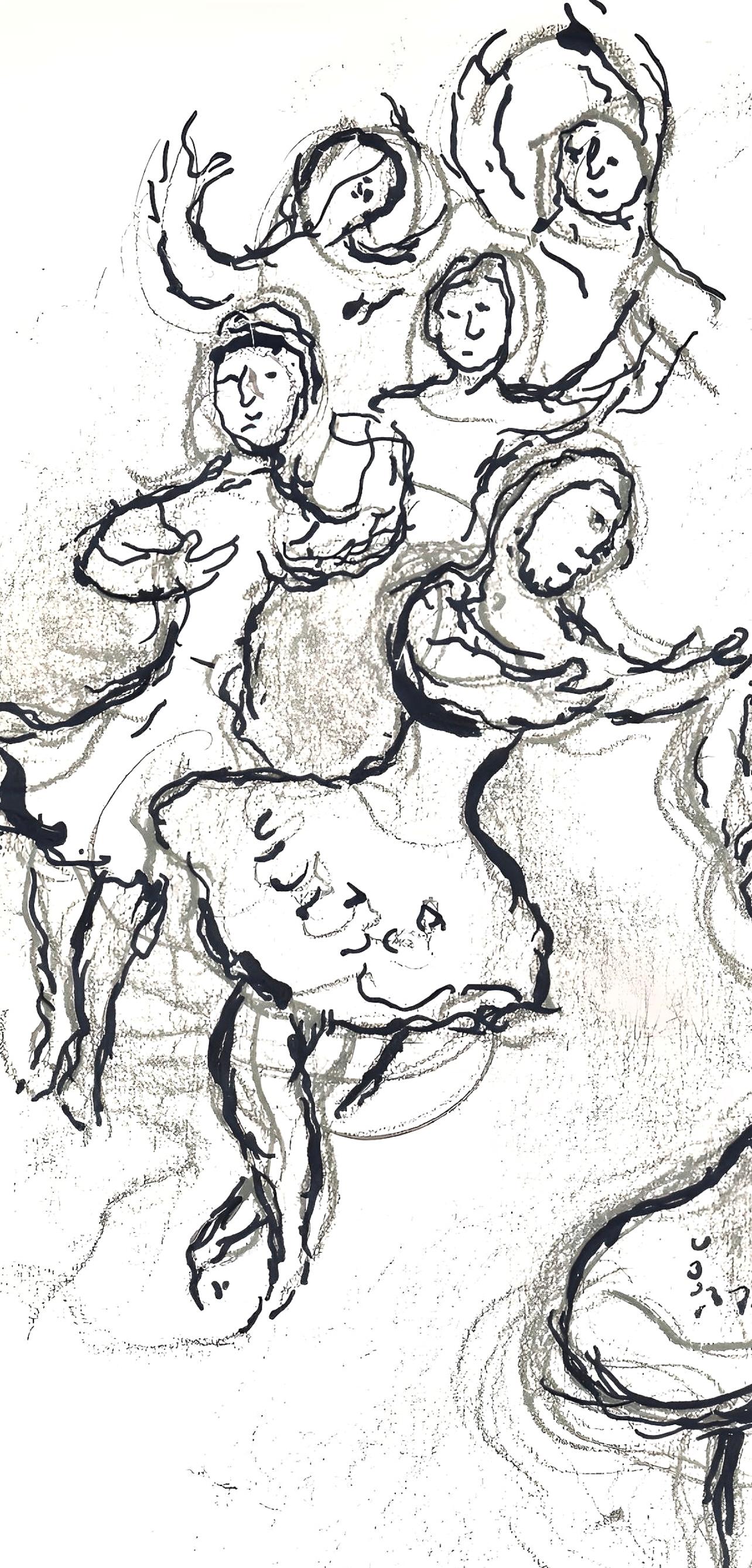 Chagall, Composición (Cramer 61; Mourlot 434), Le plafond de l'Opéra (después) - Figurative Print Gris de Marc Chagall
