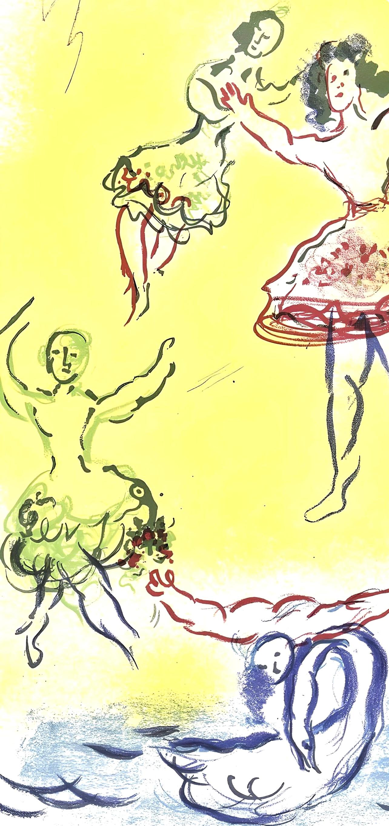 Chagall, Komposition (Cramer 61; Mourlot 434), Le plafond de l'Opéra (nach) (Gelb), Landscape Print, von Marc Chagall