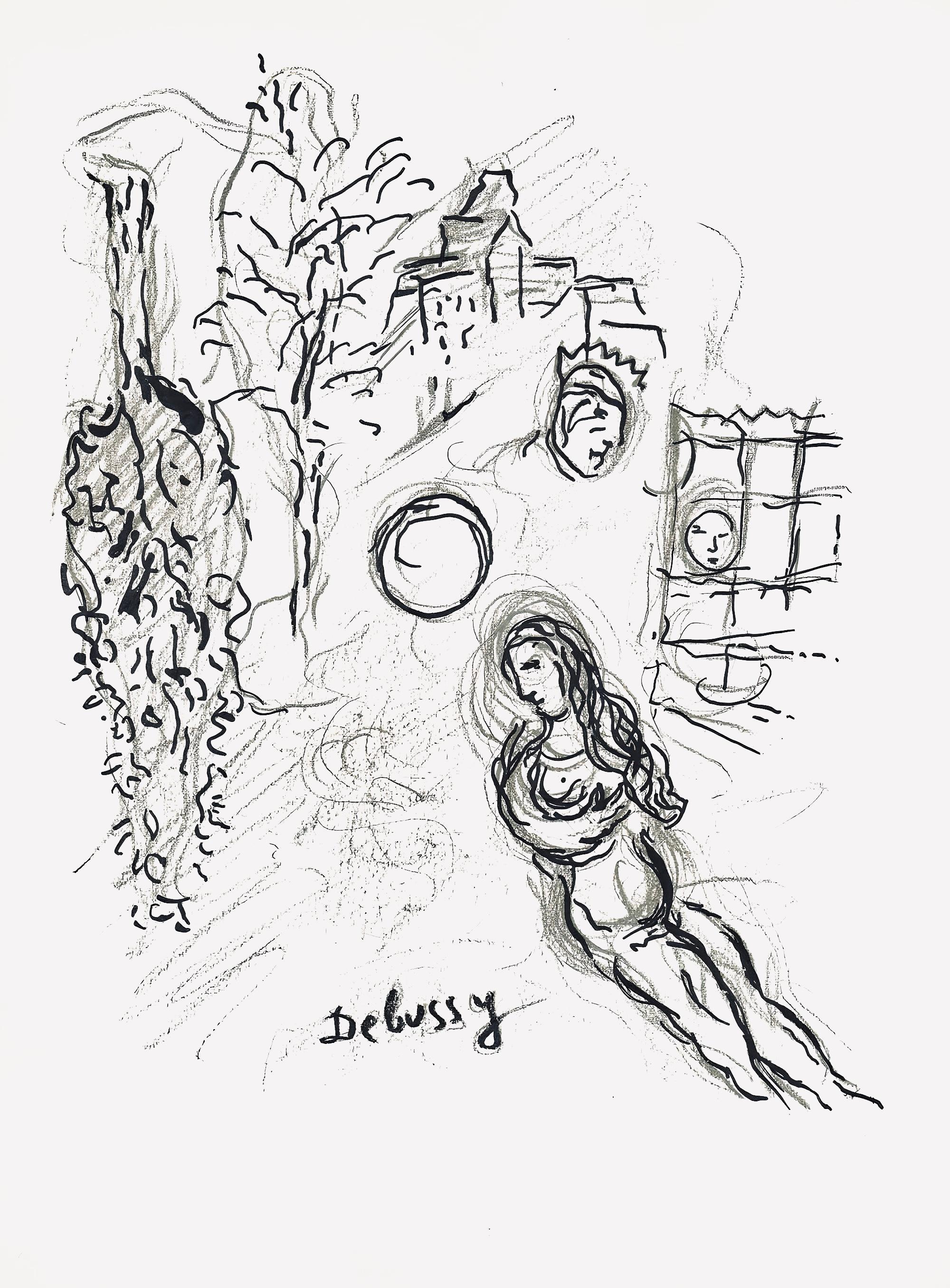 Marc Chagall Landscape Print – Chagall, Komposition (Cramer 61; Mourlot 434), Le plafond de l'Opéra (nach)
