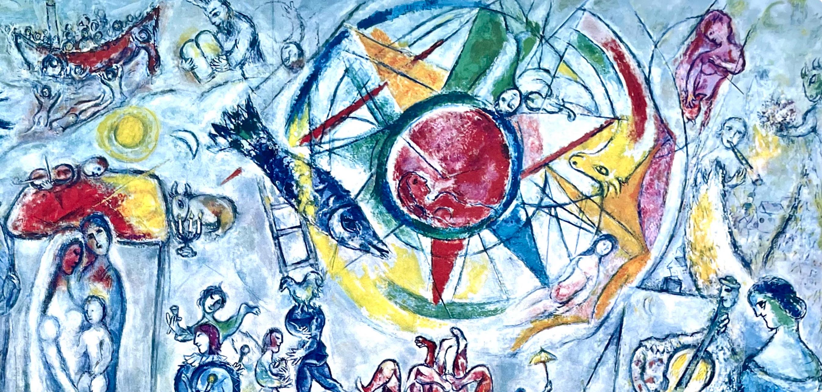 Chagall, Composition, Derrière le miroir (after) - Blue Landscape Print by Marc Chagall