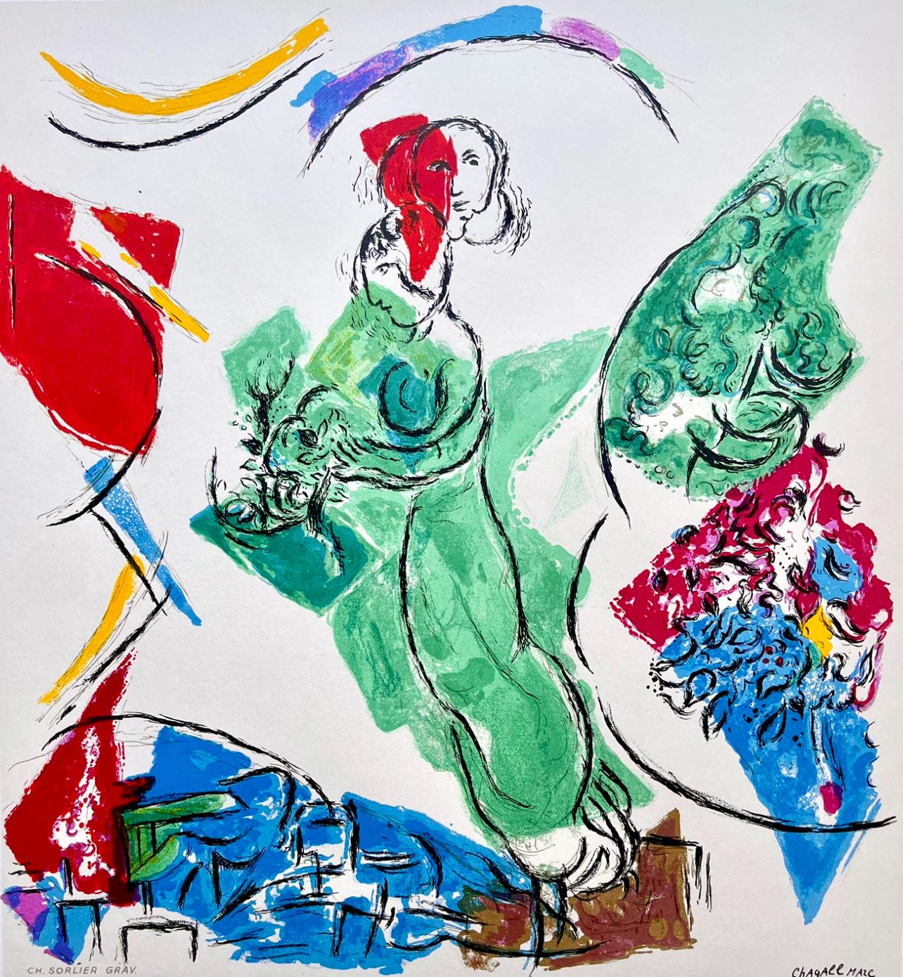 Marc Chagall Figurative Print - Chagall, Composition, Derrière le Miroir (after)